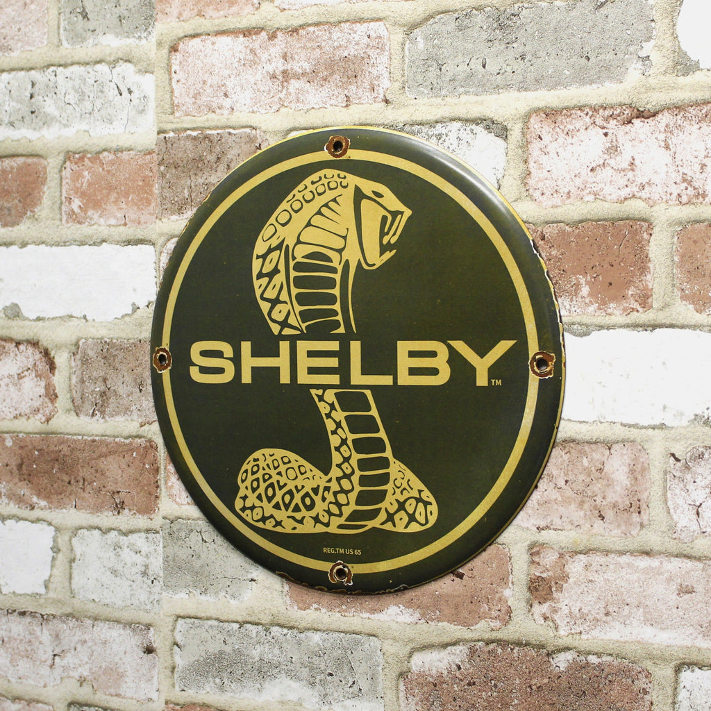 Ford Shelby Cobra Snake Blue Porcelain Enamel Sign (12in)