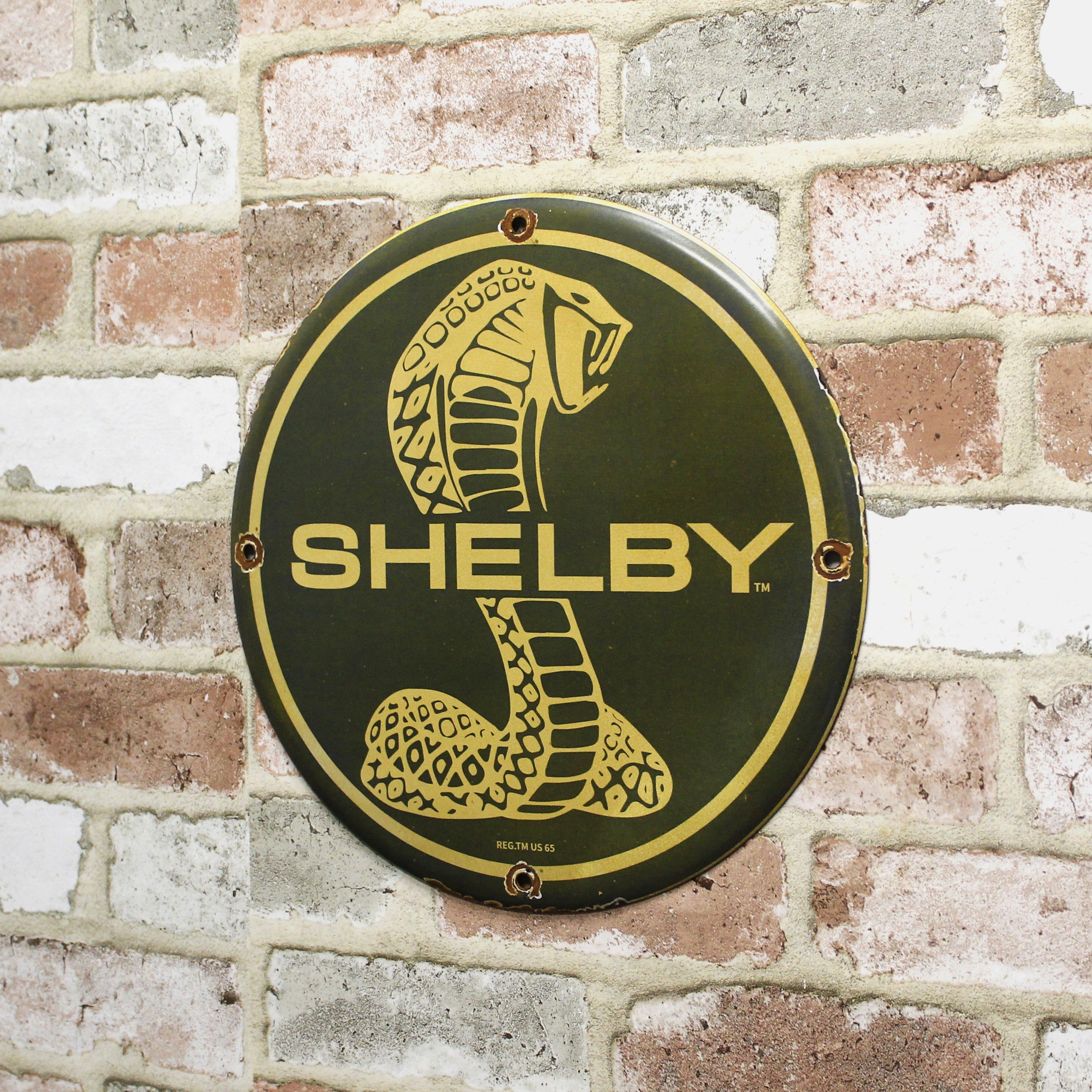 Ford Shelby Cobra Snake Blue Porcelain Enamel Sign (12in)