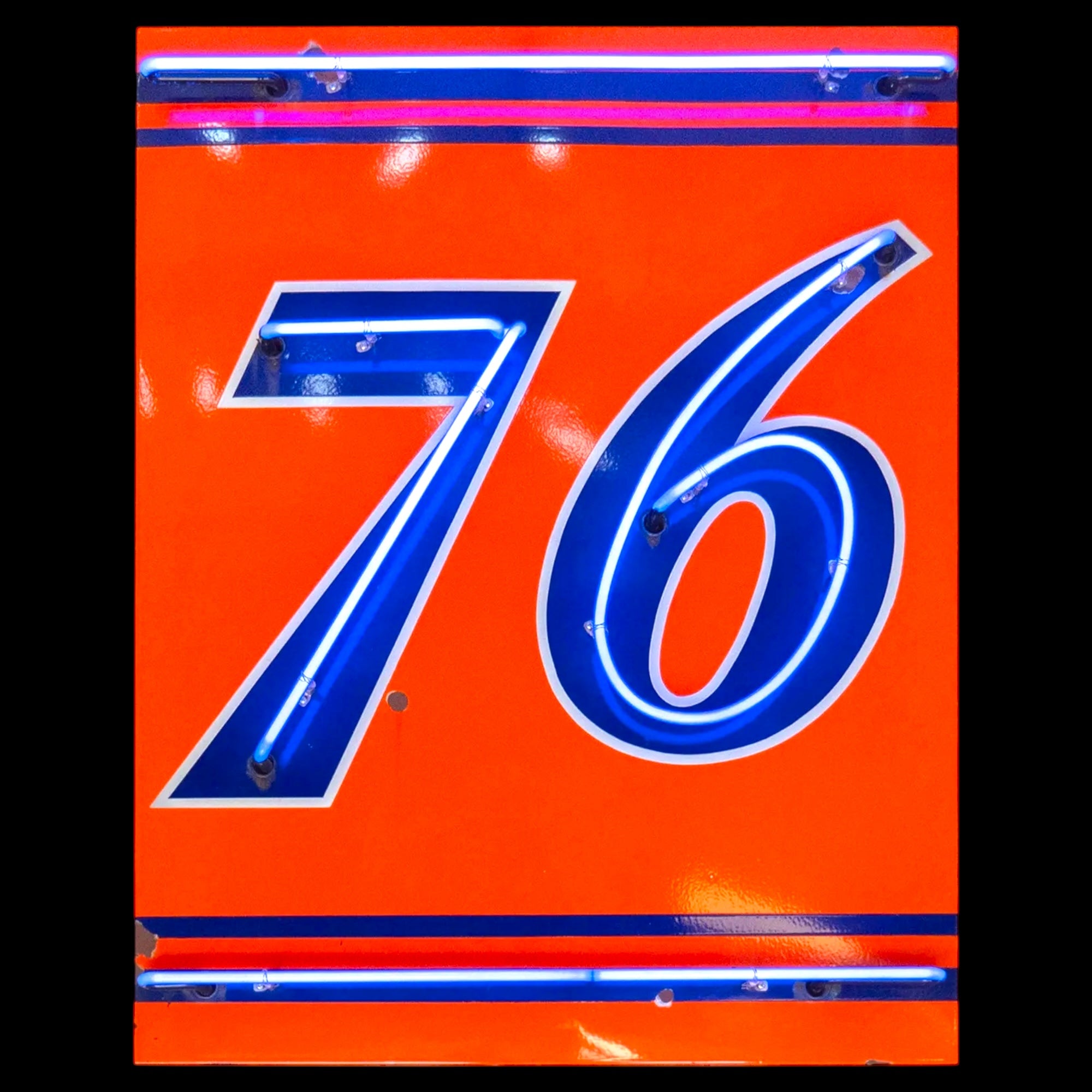 Union 76 Neon Sign - Real Glass, Porcelain, Steel Can - Vintage Gas Advertising