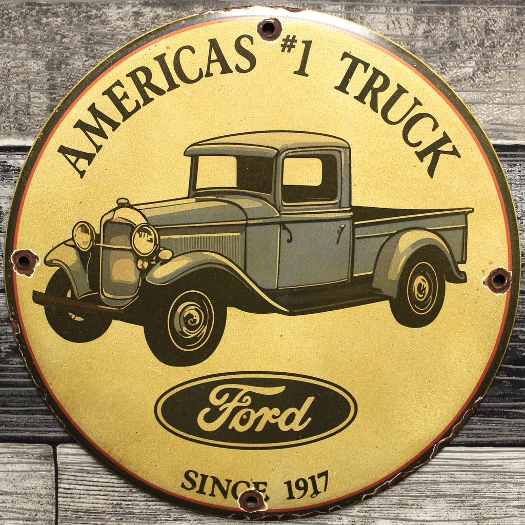 Ford America's #1 Truck Since 1917 Porcelain Enamel Sign (12in)