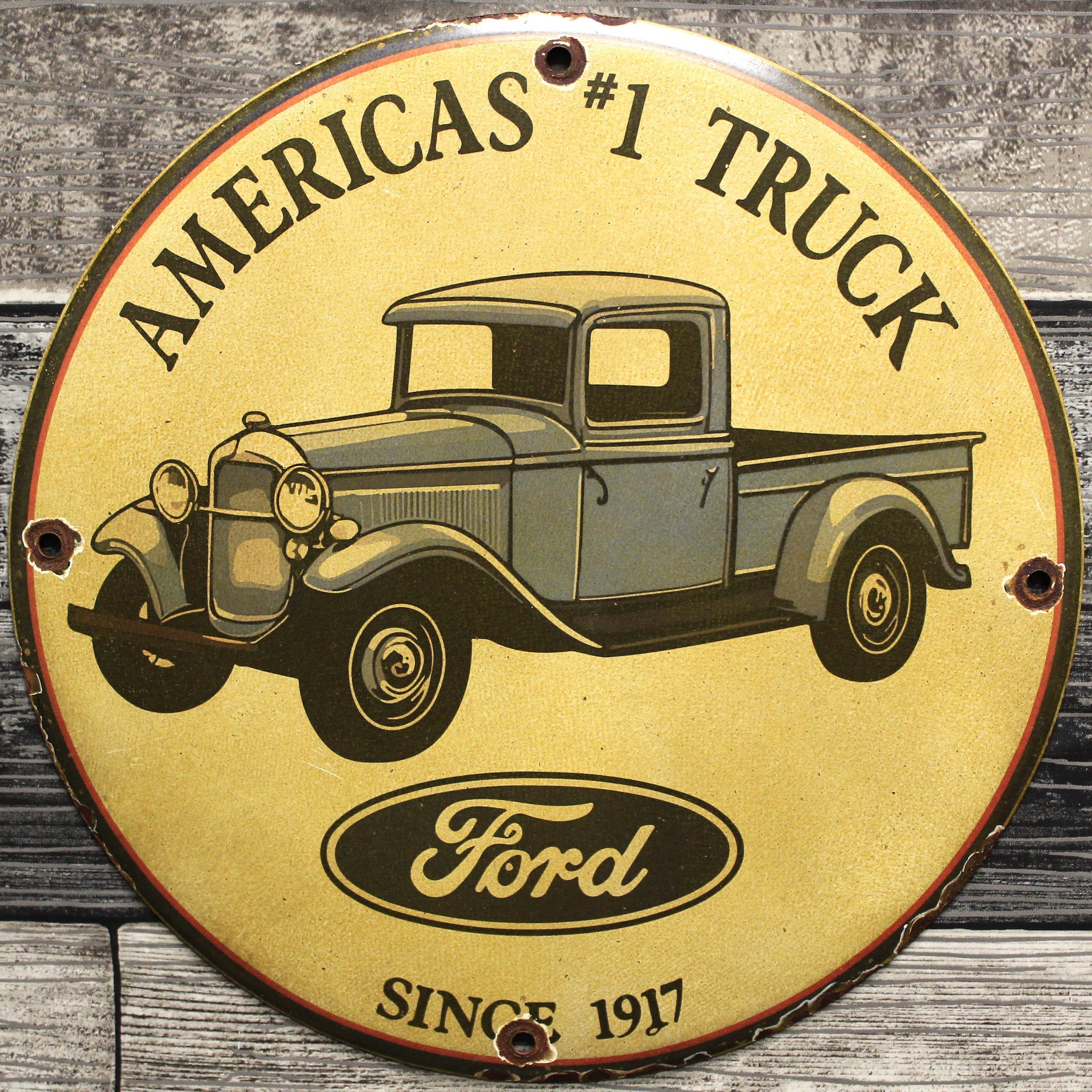 Ford America's #1 Truck Since 1917 Porcelain Enamel Sign (12in)