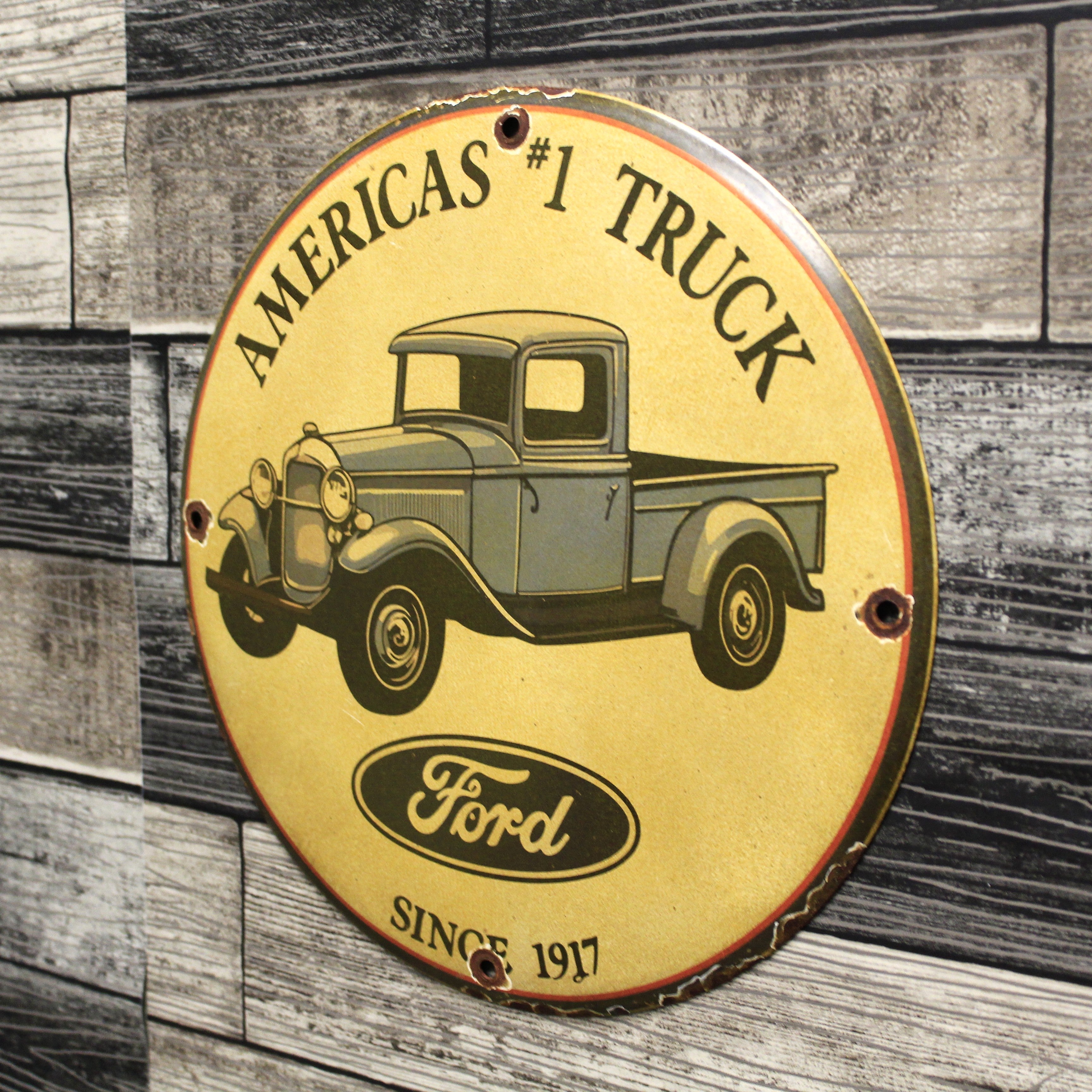 Ford America's #1 Truck Since 1917 Porcelain Enamel Sign (12in)