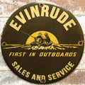 Evinrude Outboards Sales & Service Porcelain Enamel Sign (12in)