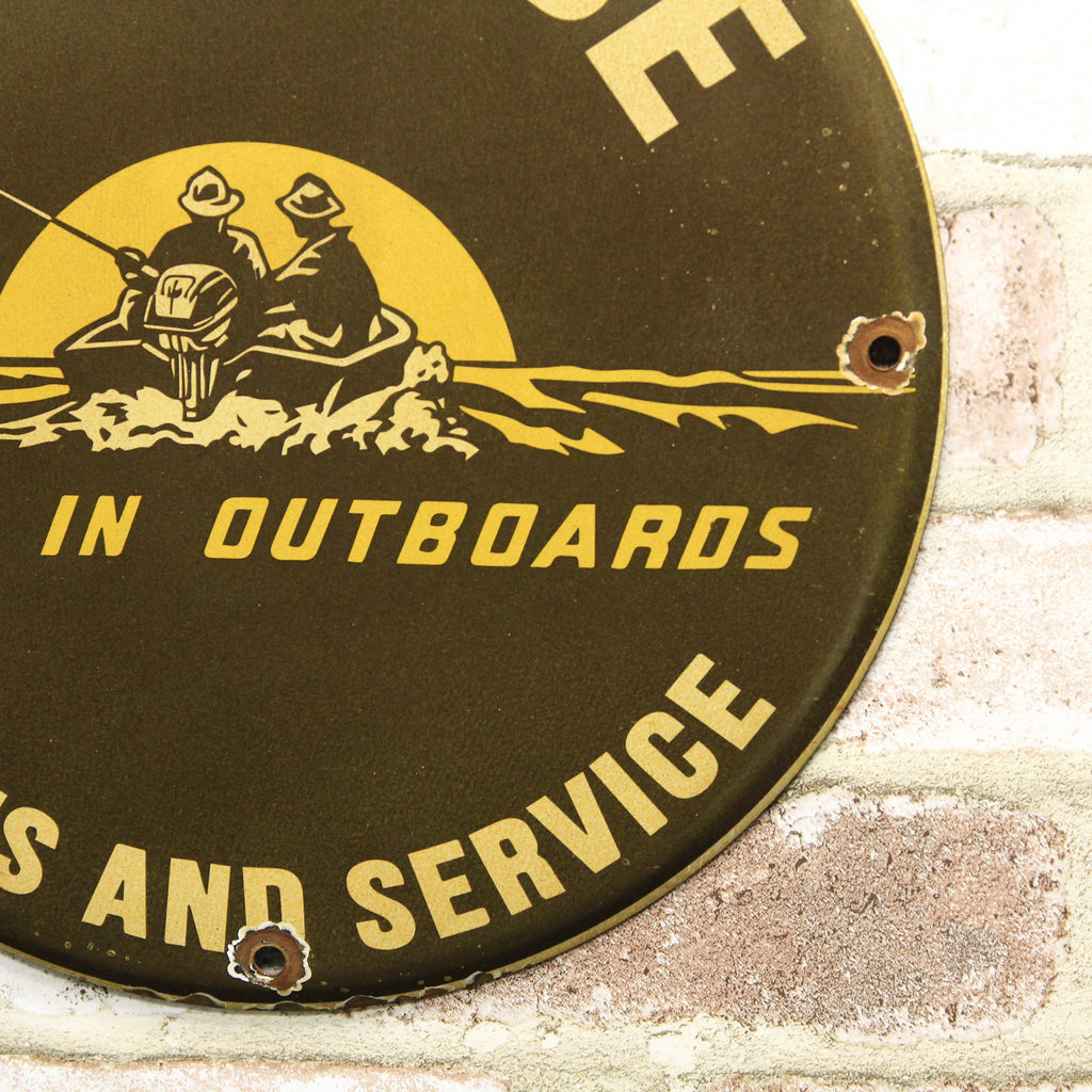 Evinrude Outboards Sales & Service Porcelain Enamel Sign (12in)