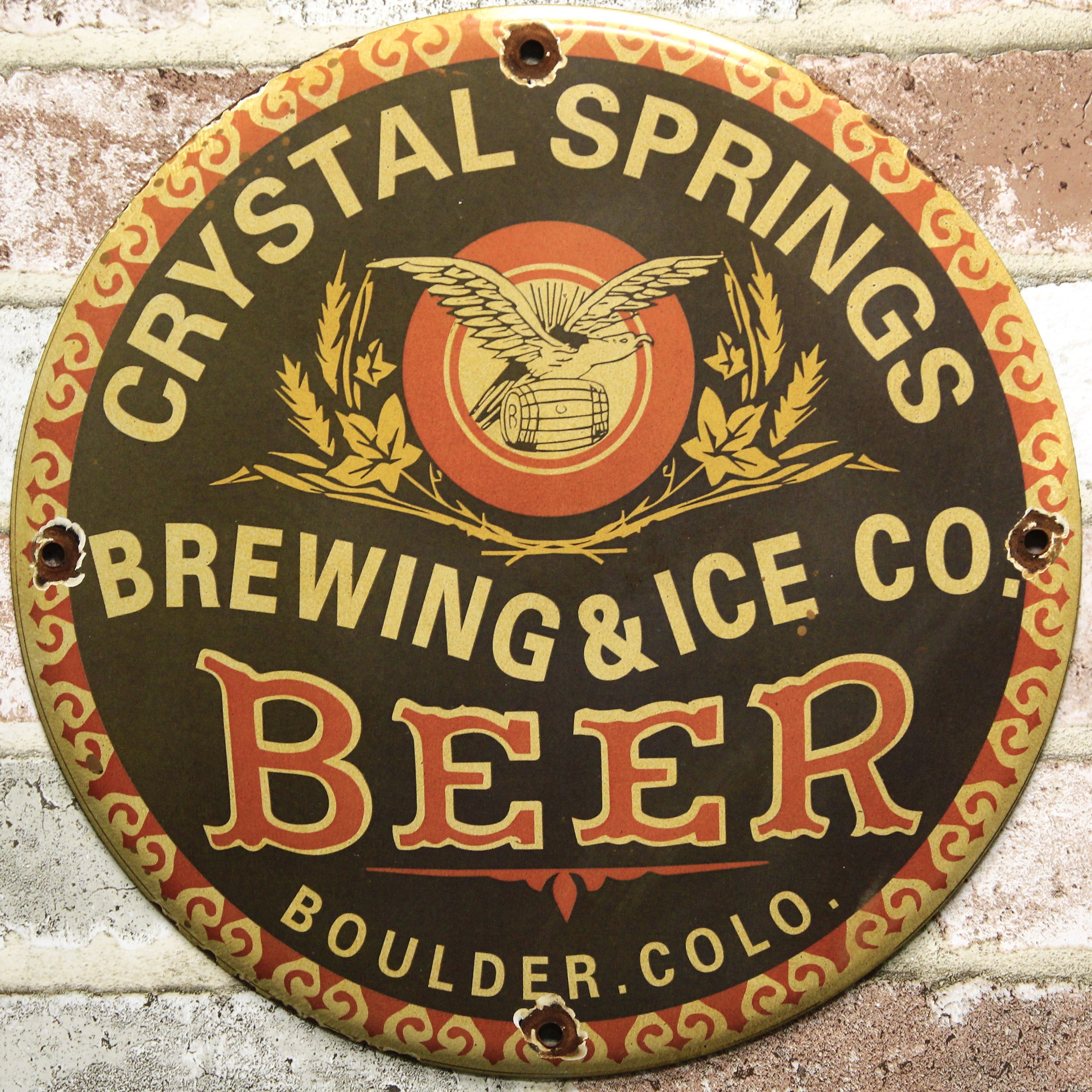 Crystal Springs Brewing & Ice Co Porcelain Enamel Sign (12in)