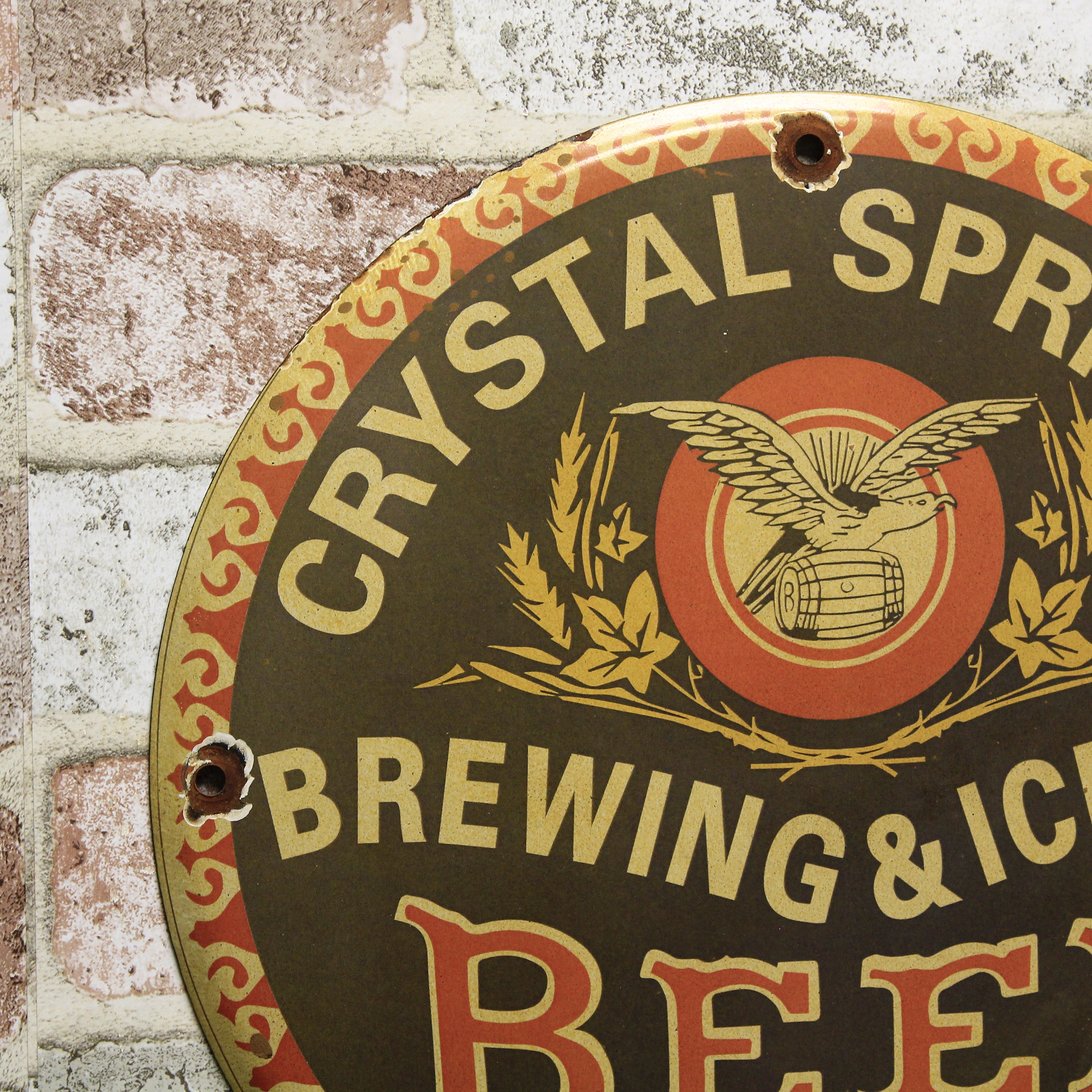 Crystal Springs Brewing & Ice Co Porcelain Enamel Sign (12in)