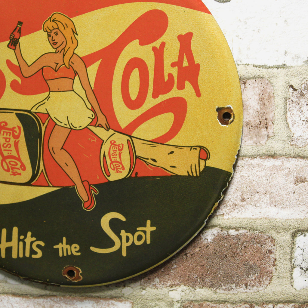 Pepsi Cola Pin-Up Porcelain Enamel Sign (12in)