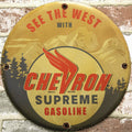 Chevron Supreme See The West Porcelain Enamel Sign (12in)