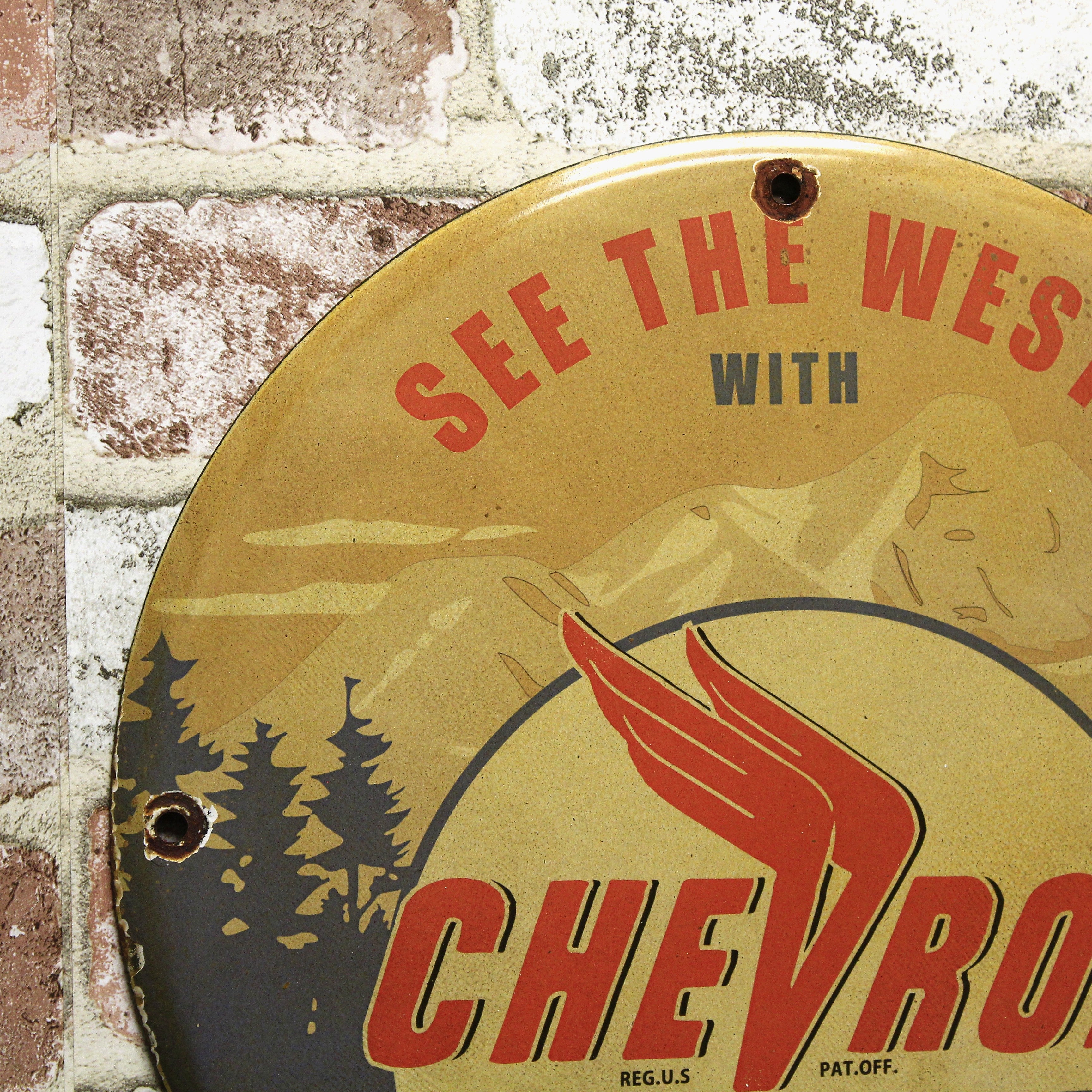 Chevron Supreme See The West Porcelain Enamel Sign (12in)