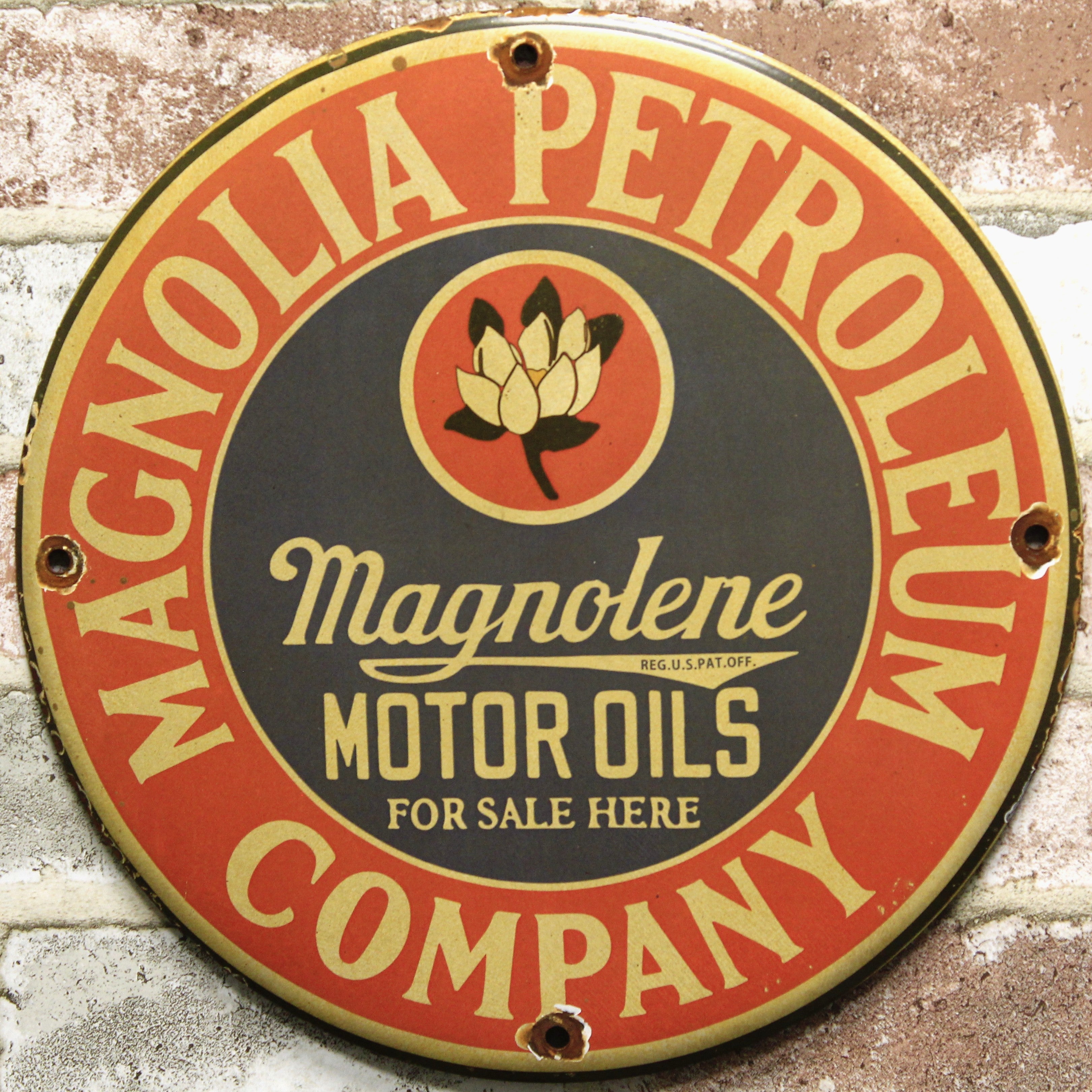 Magnolia Petroleum Company Porcelain Enamel Sign (12in)