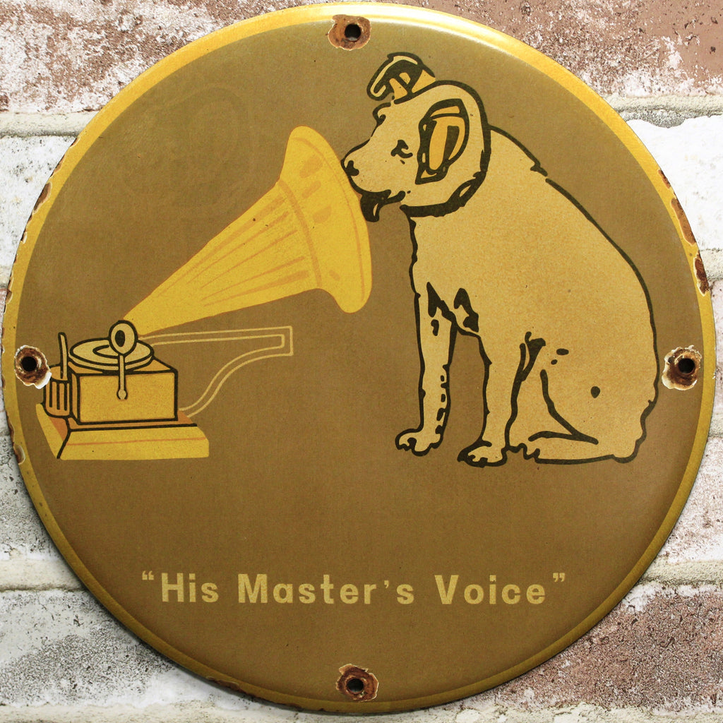 His Master's Voice Gramophone Vintage Porcelain Enamel Sign (12in)
