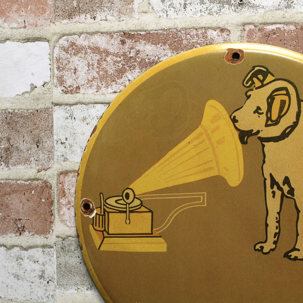 His Master's Voice Gramophone Vintage Porcelain Enamel Sign (12in)
