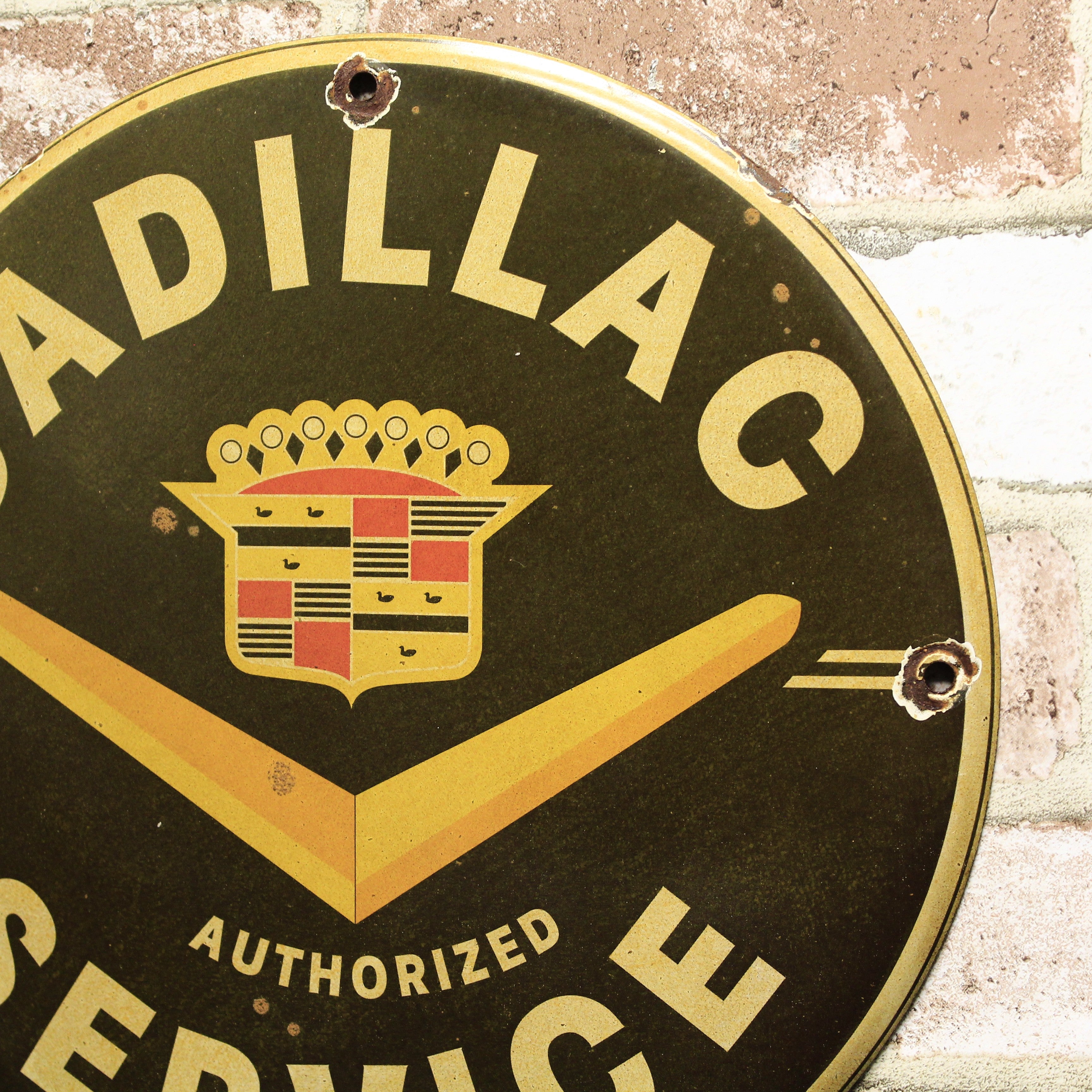 Cadillac High Performance Authorized Service "V" Emblem Porcelain Enamel Sign (12in)