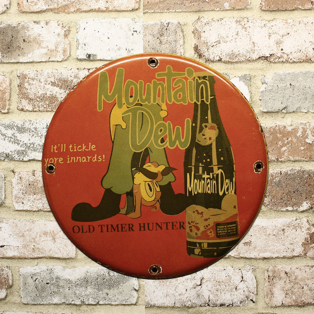 Mountain Dew It'll Tickle Your Innards Porcelain Enamel Sign (12in)