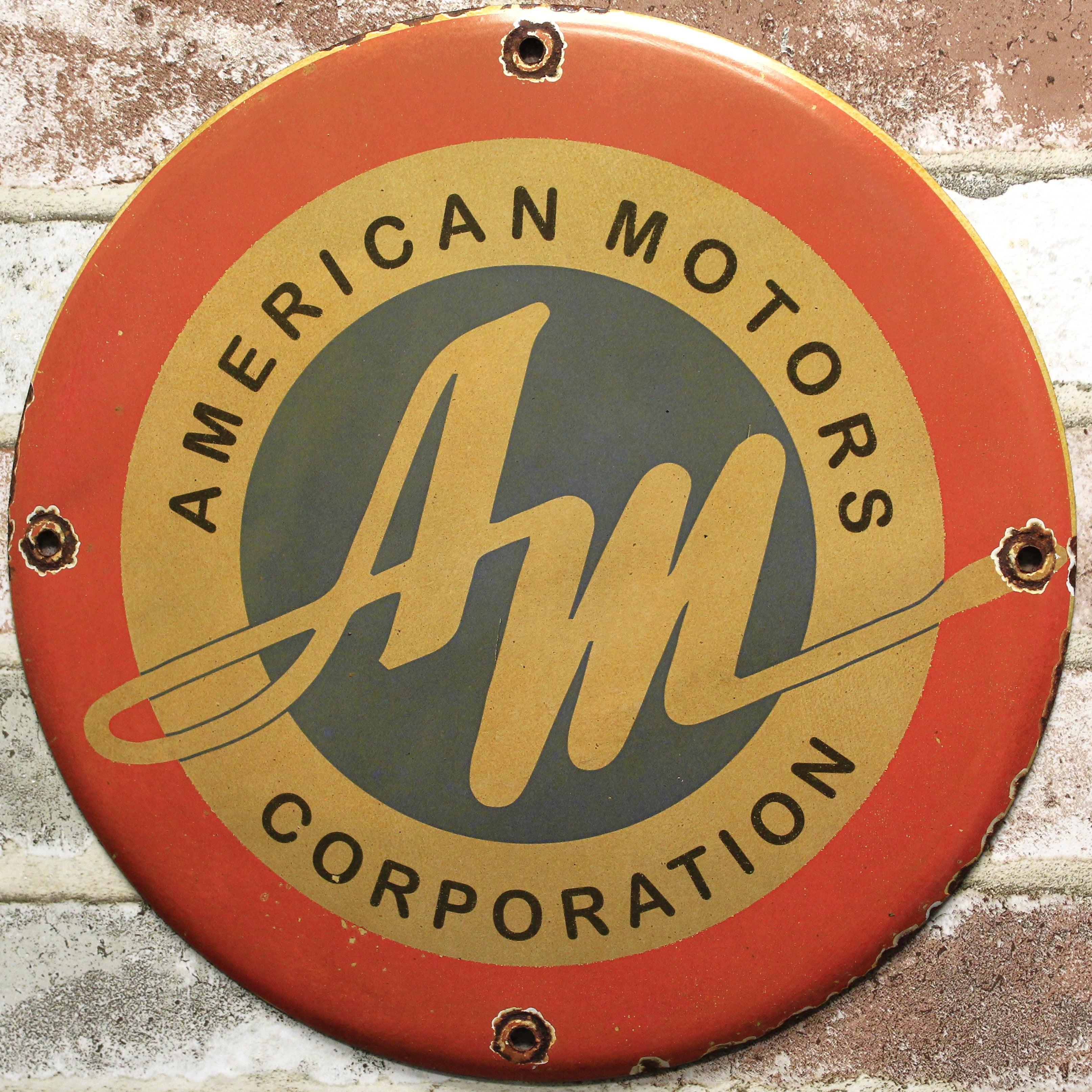 American Motors Company Vintage Porcelain Enamel Sign (12in)