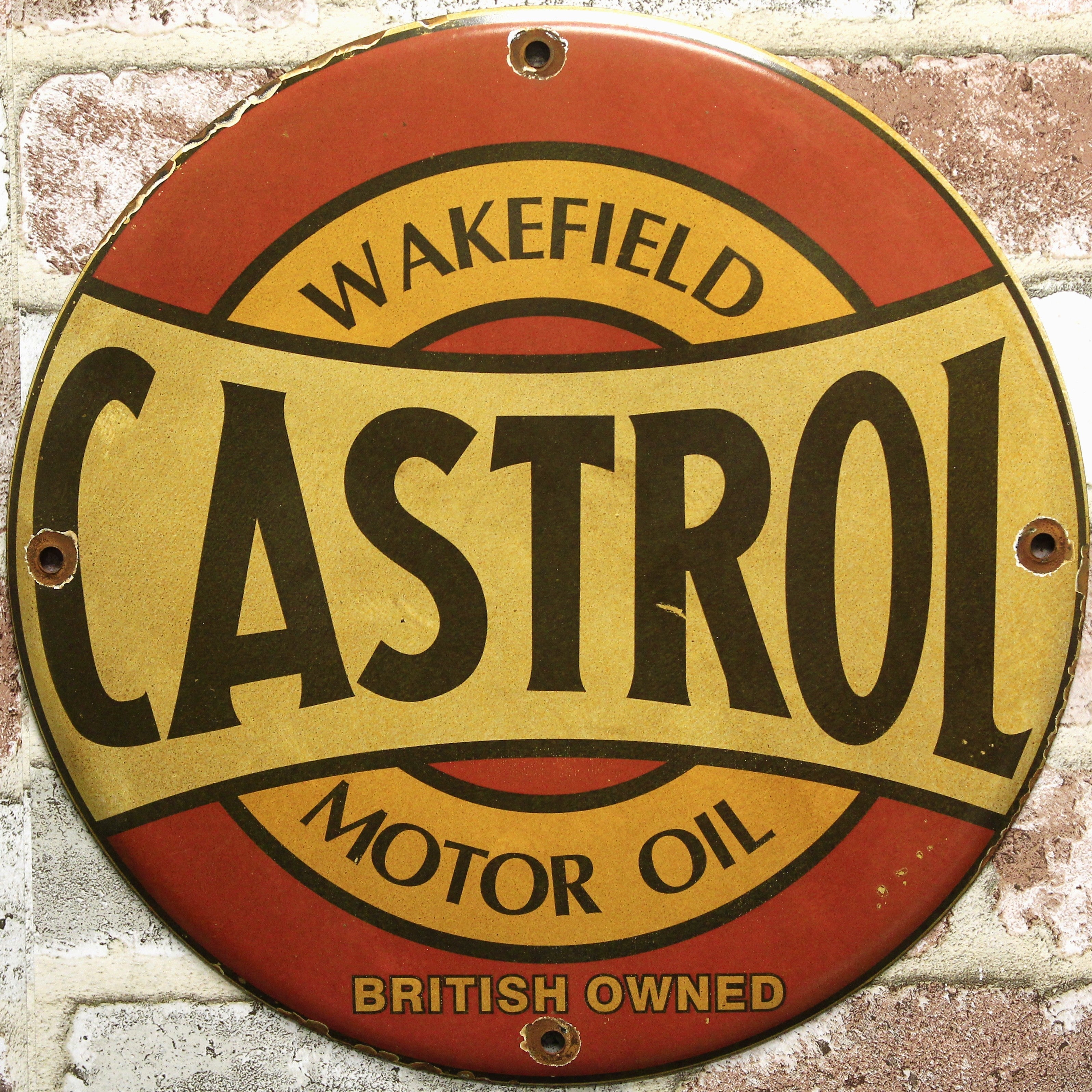 Wakefield Castrol Motor Oil British Owned Porcelain Enamel Sign (12in)