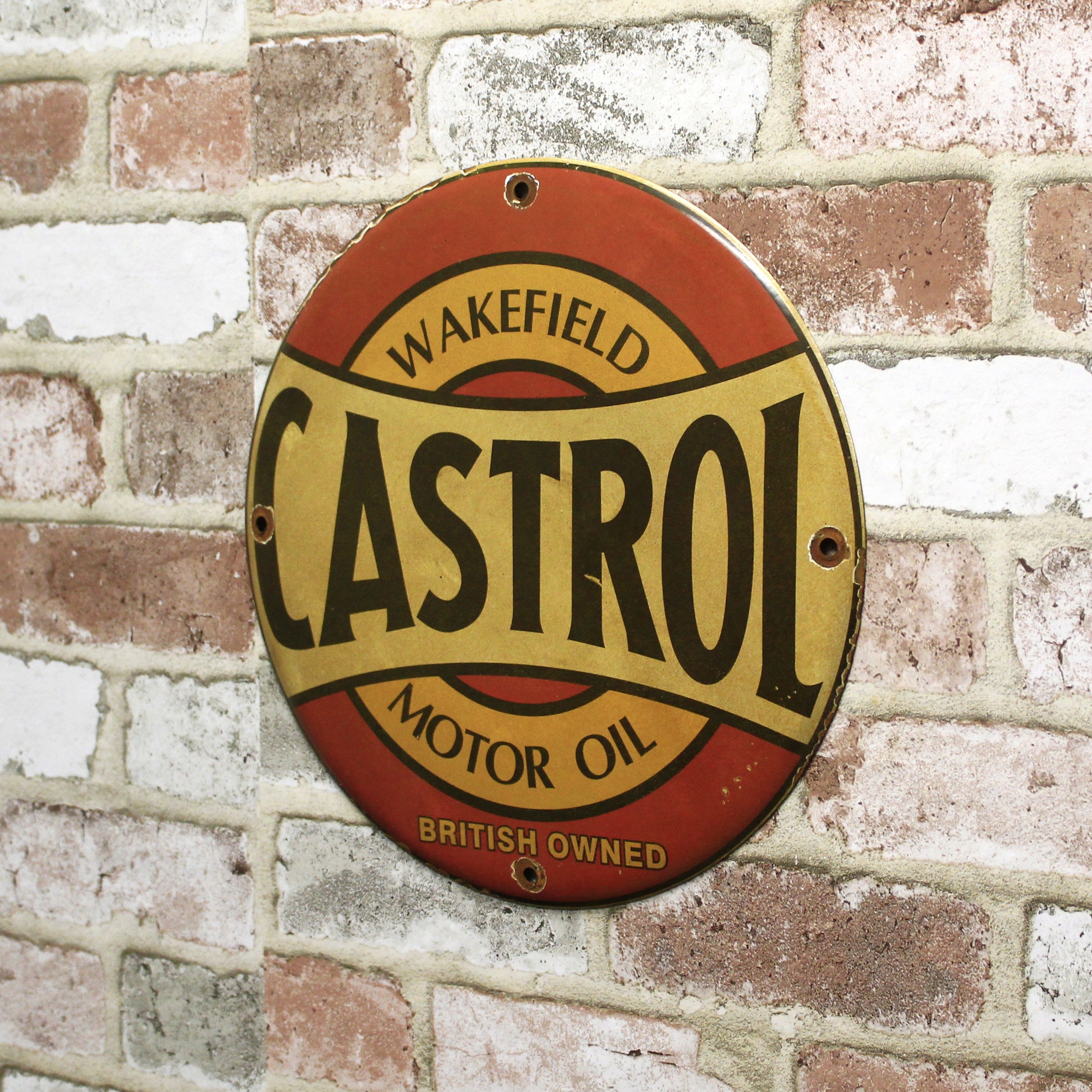 Wakefield Castrol Motor Oil British Owned Porcelain Enamel Sign (12in)