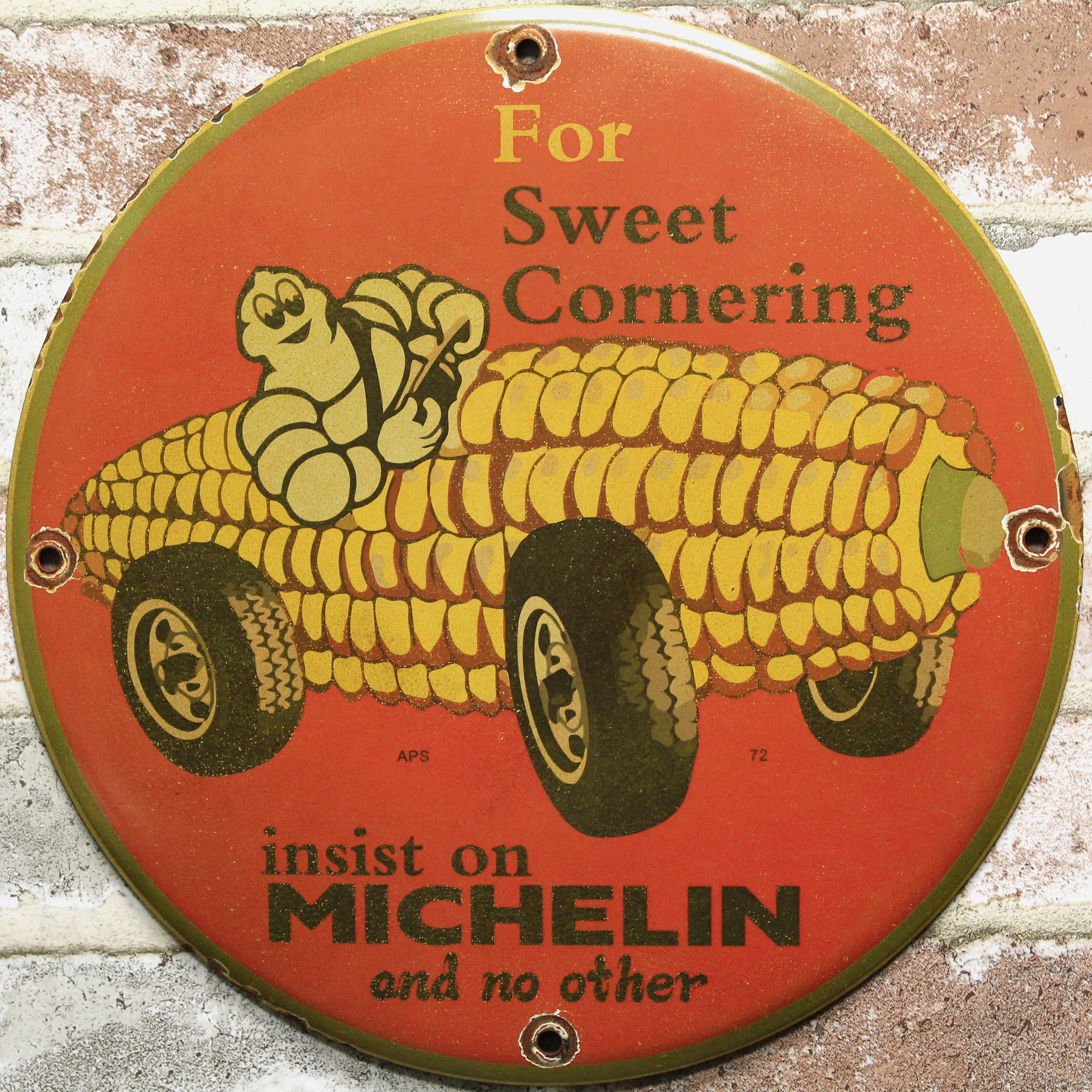 Michelin Tires for Sweet Cornering Bibendum Porcelain Enamel Sign (12in)