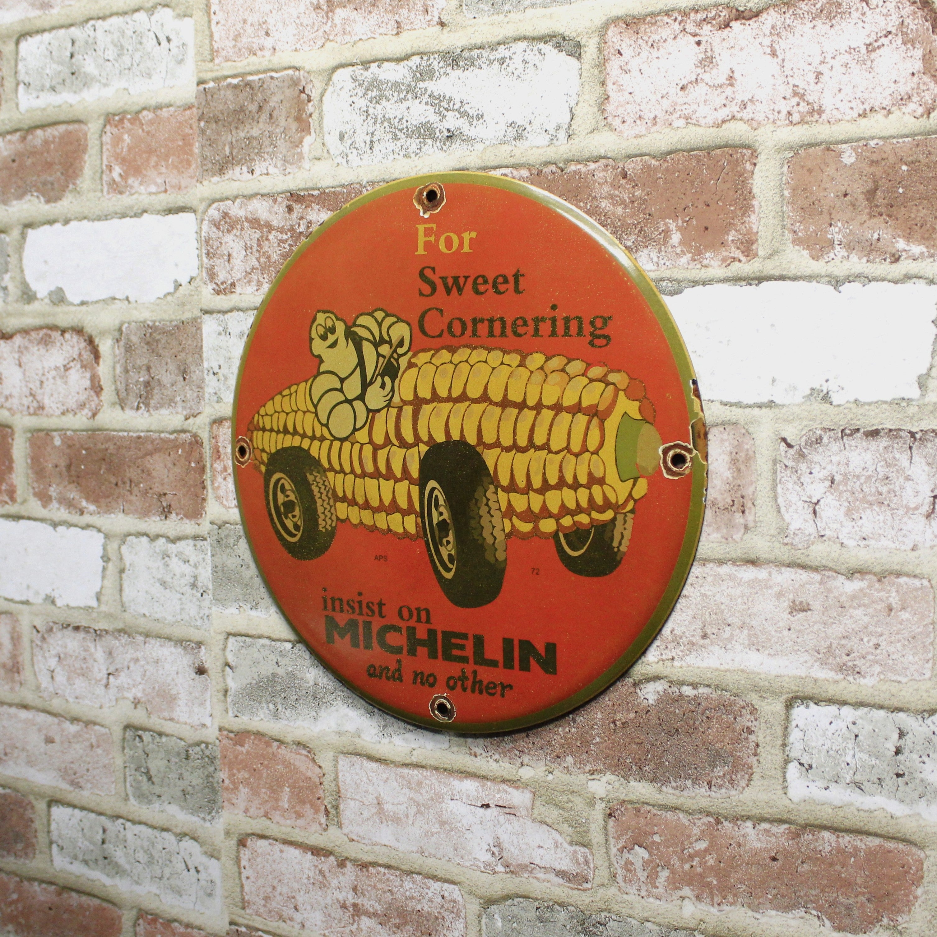 Michelin Tires for Sweet Cornering Bibendum Porcelain Enamel Sign (12in)