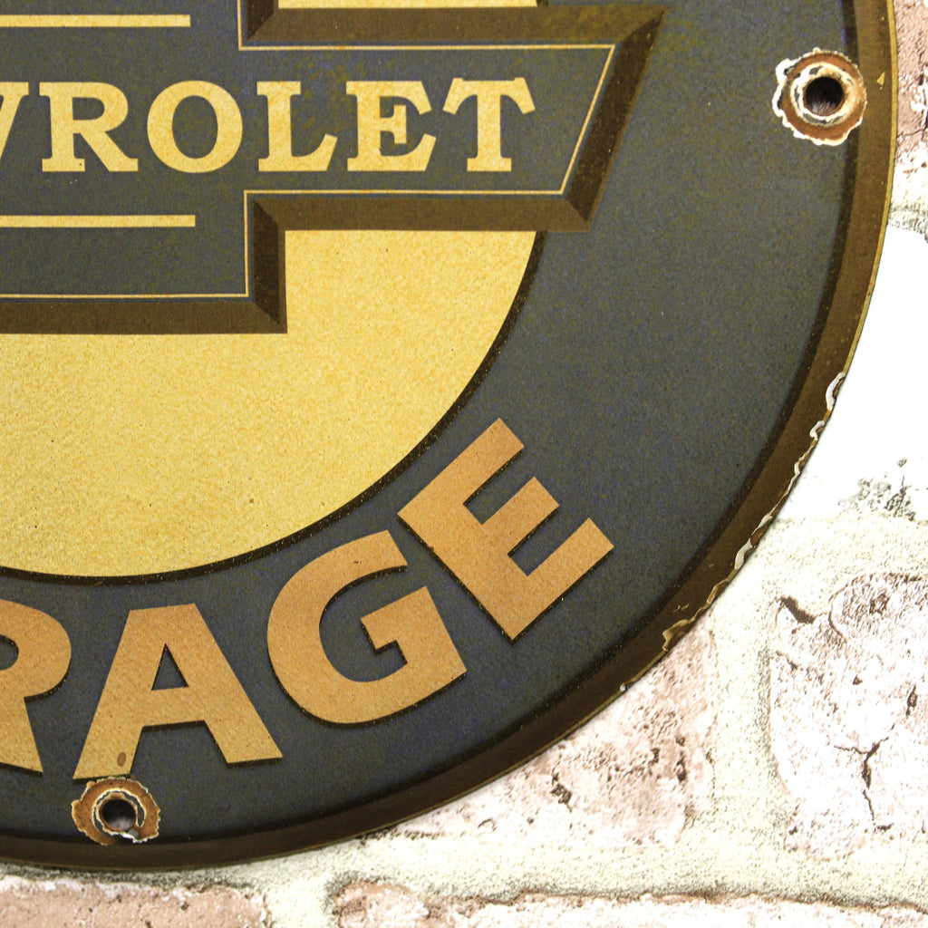 Chevrolet Garage Blue Porcelain Enamel Sign (12in)