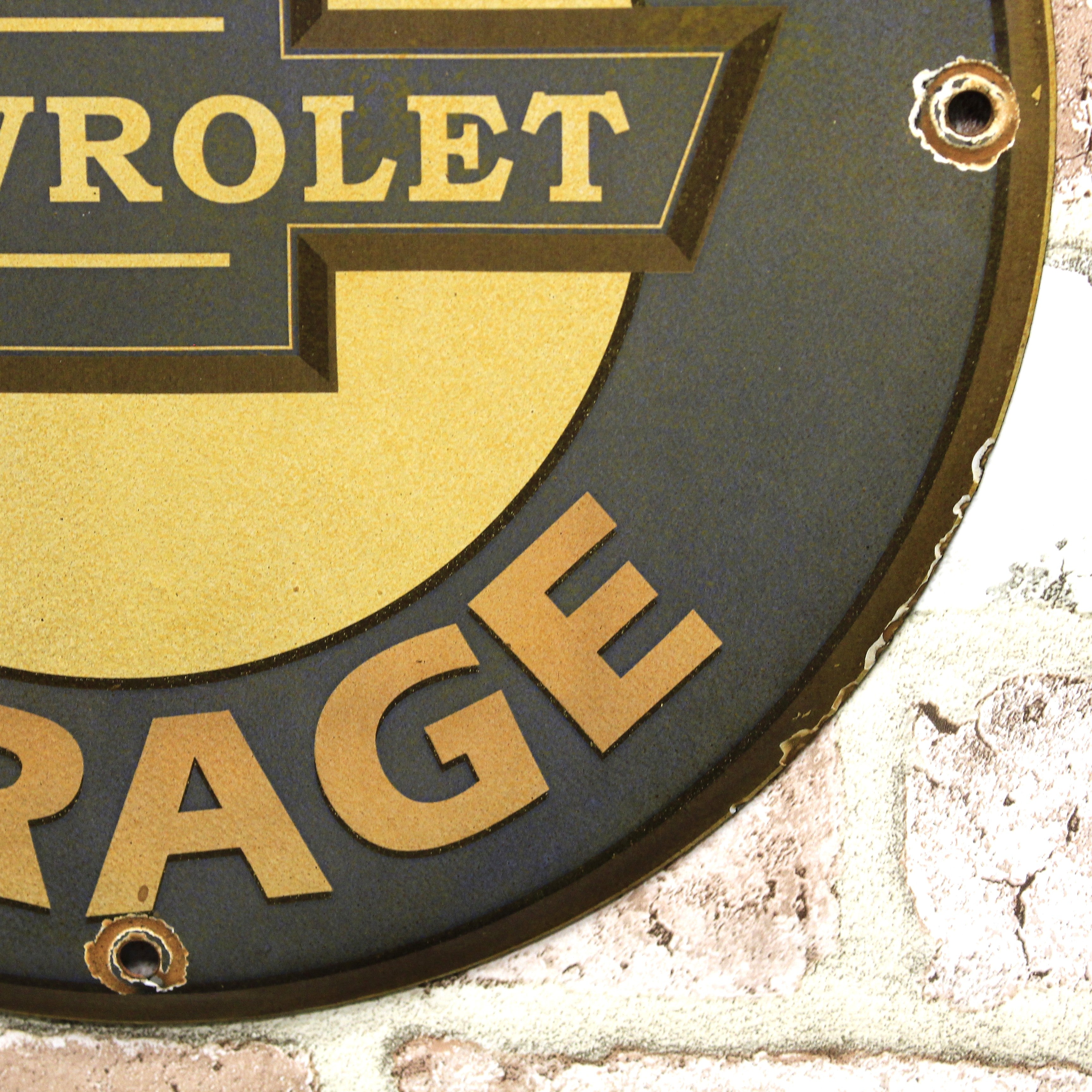 Chevrolet Garage Blue Porcelain Enamel Sign (12in)