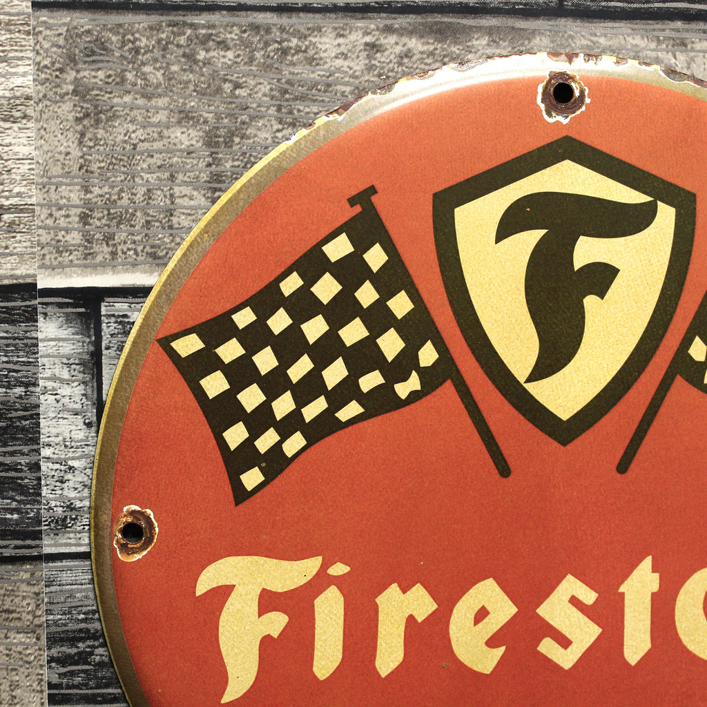 Firestone Car Safety Club Porcelain Enamel Sign (12in)