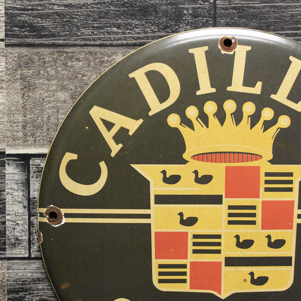 Cadillac Service Porcelain Enamel Sign (12in)