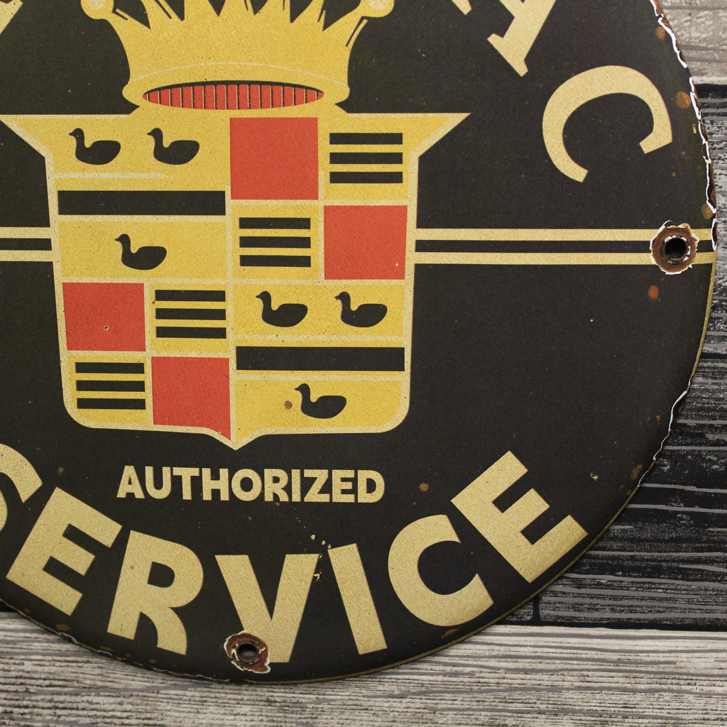 Cadillac Service Porcelain Enamel Sign (12in)