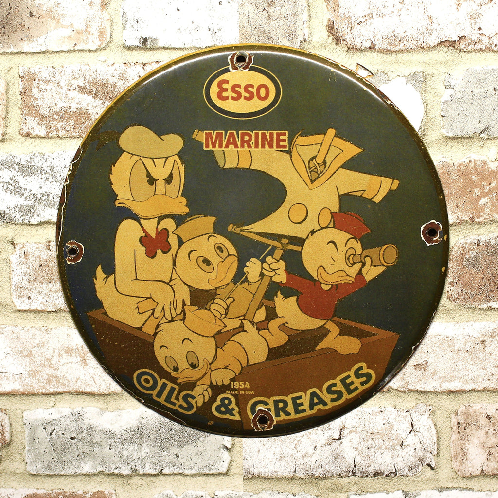Esso Marine Oils & Greases Porcelain Enamel Sign (12in)