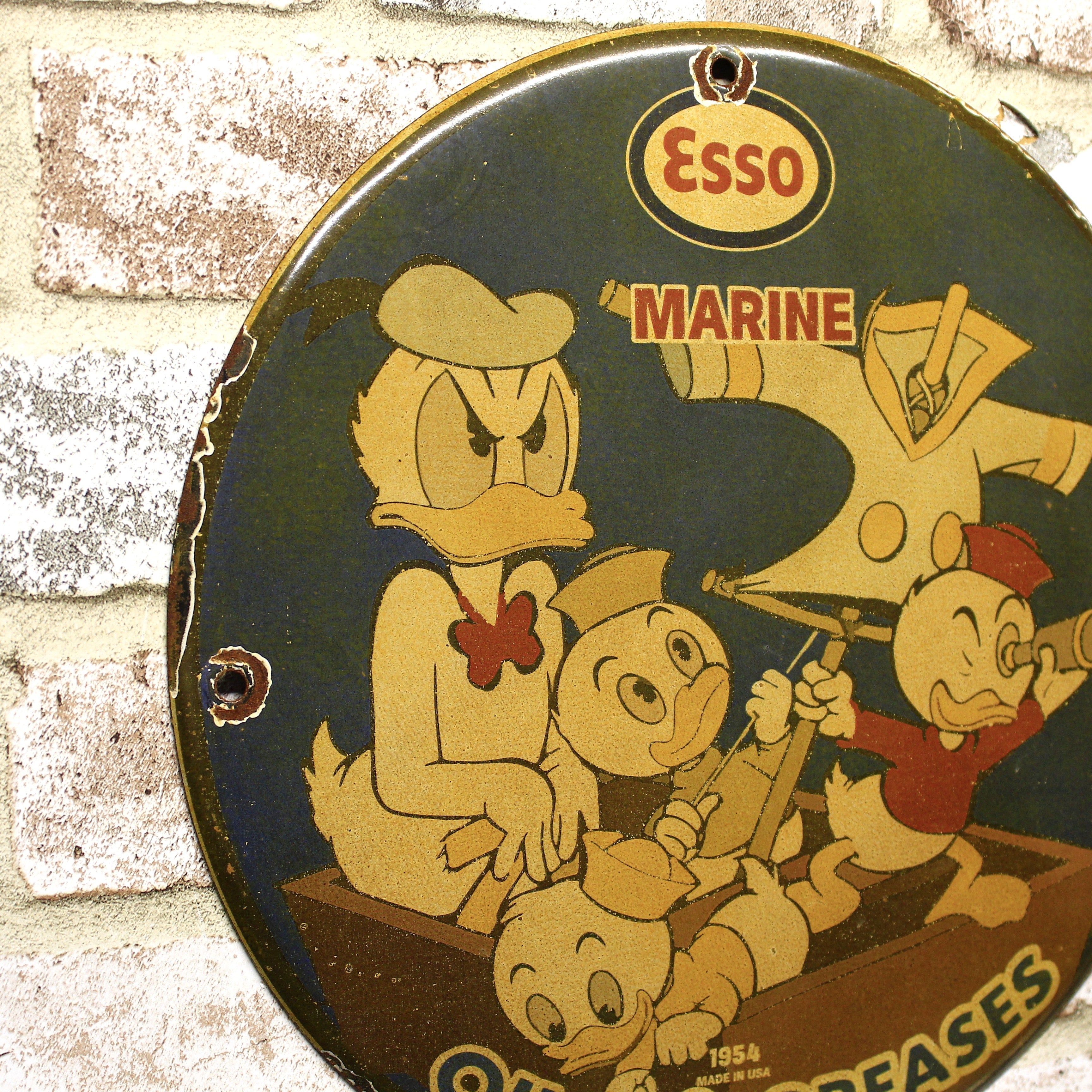 Esso Marine Oils & Greases Porcelain Enamel Sign (12in)