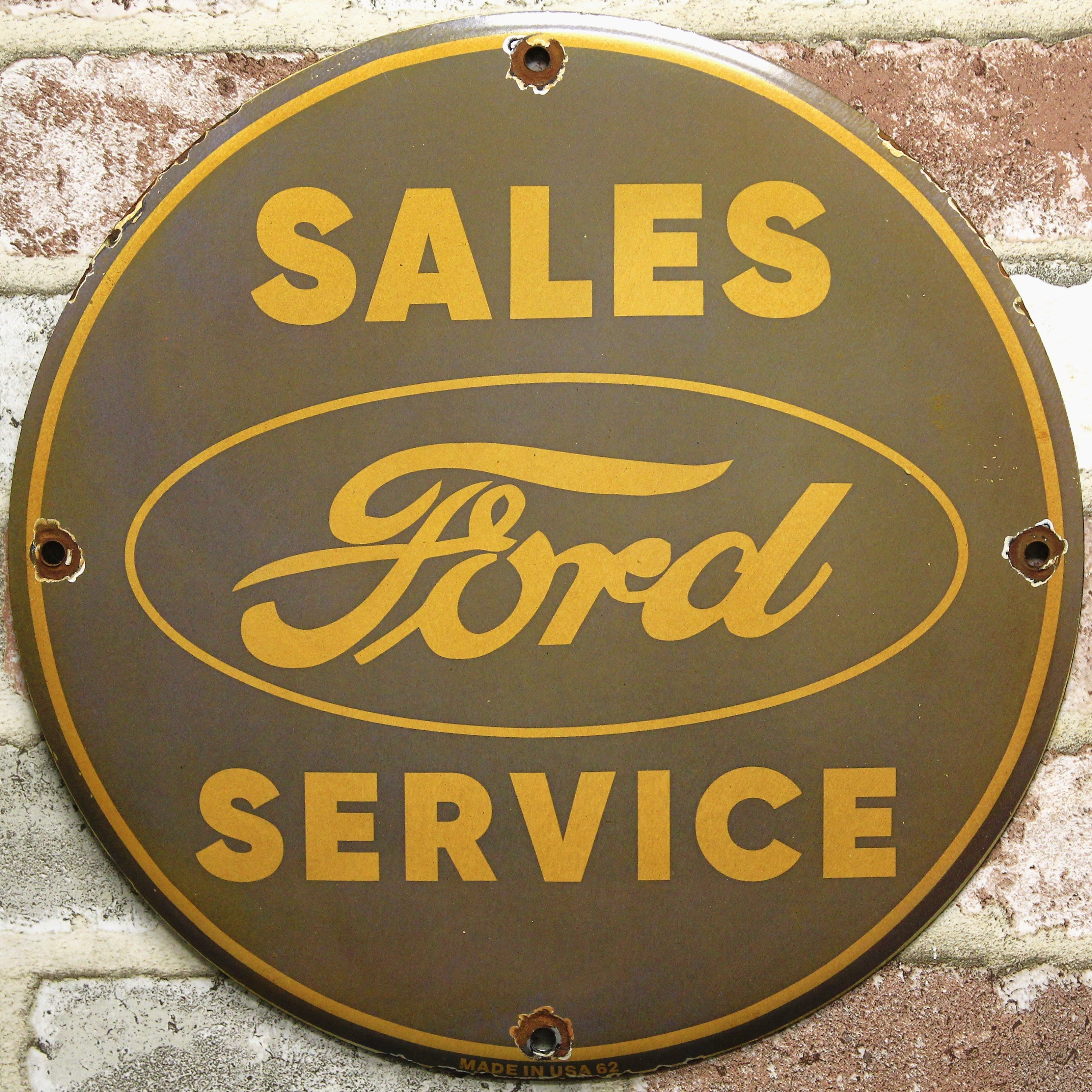 Ford Sales Service Porcelain Enamel Sign (12in)
