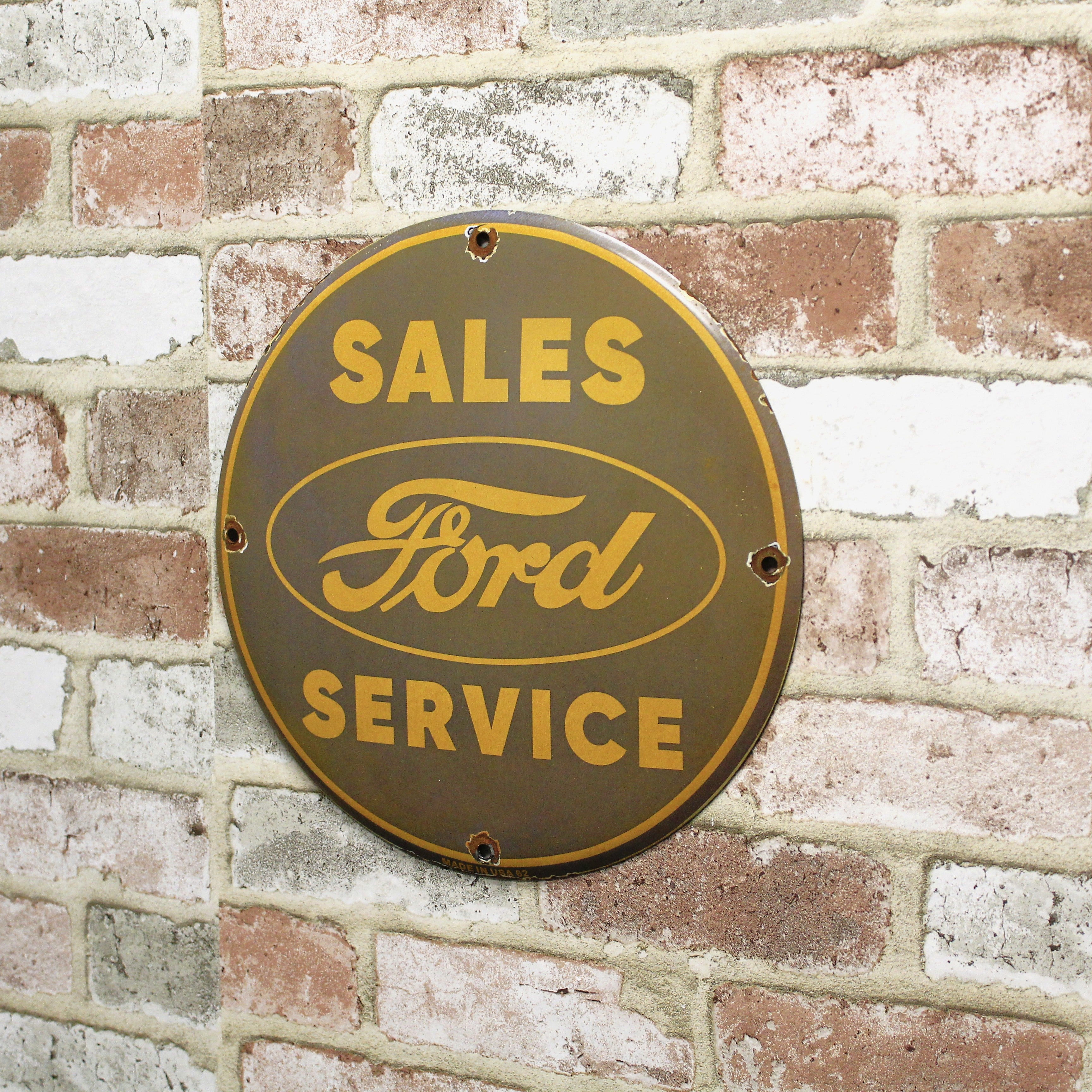 Ford Sales Service Porcelain Enamel Sign (12in)