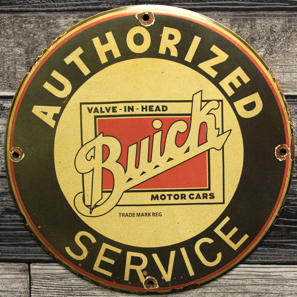 Buick Authorized Service Porcelain Enamel Sign (12in)