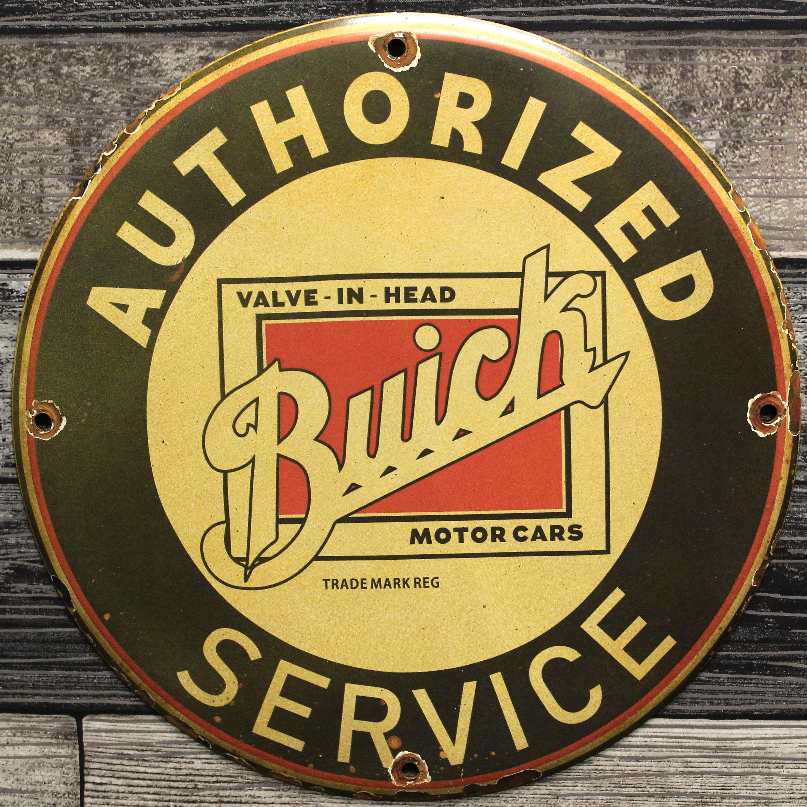 Buick Authorized Service Porcelain Enamel Sign (12in)