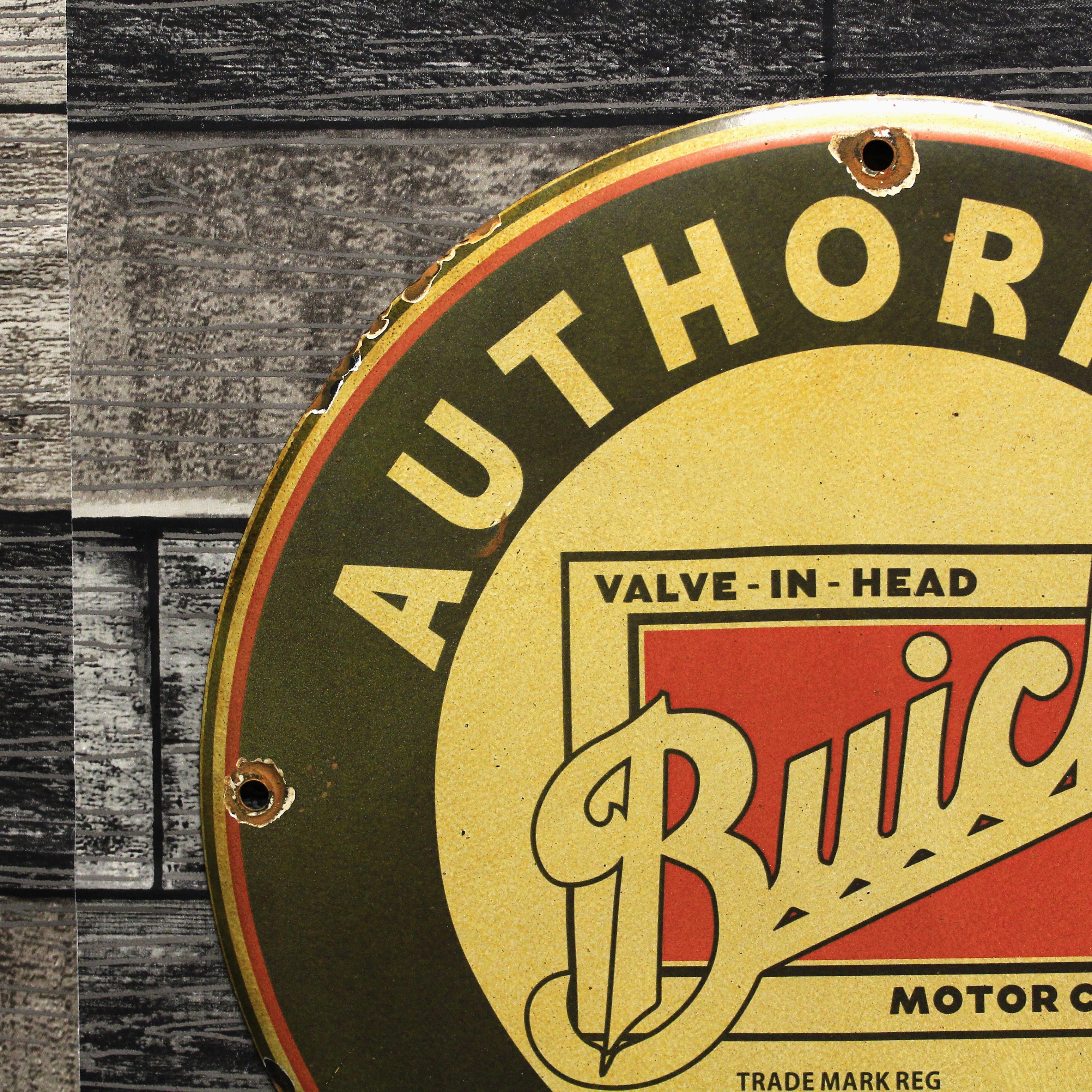 Buick Authorized Service Porcelain Enamel Sign (12in)