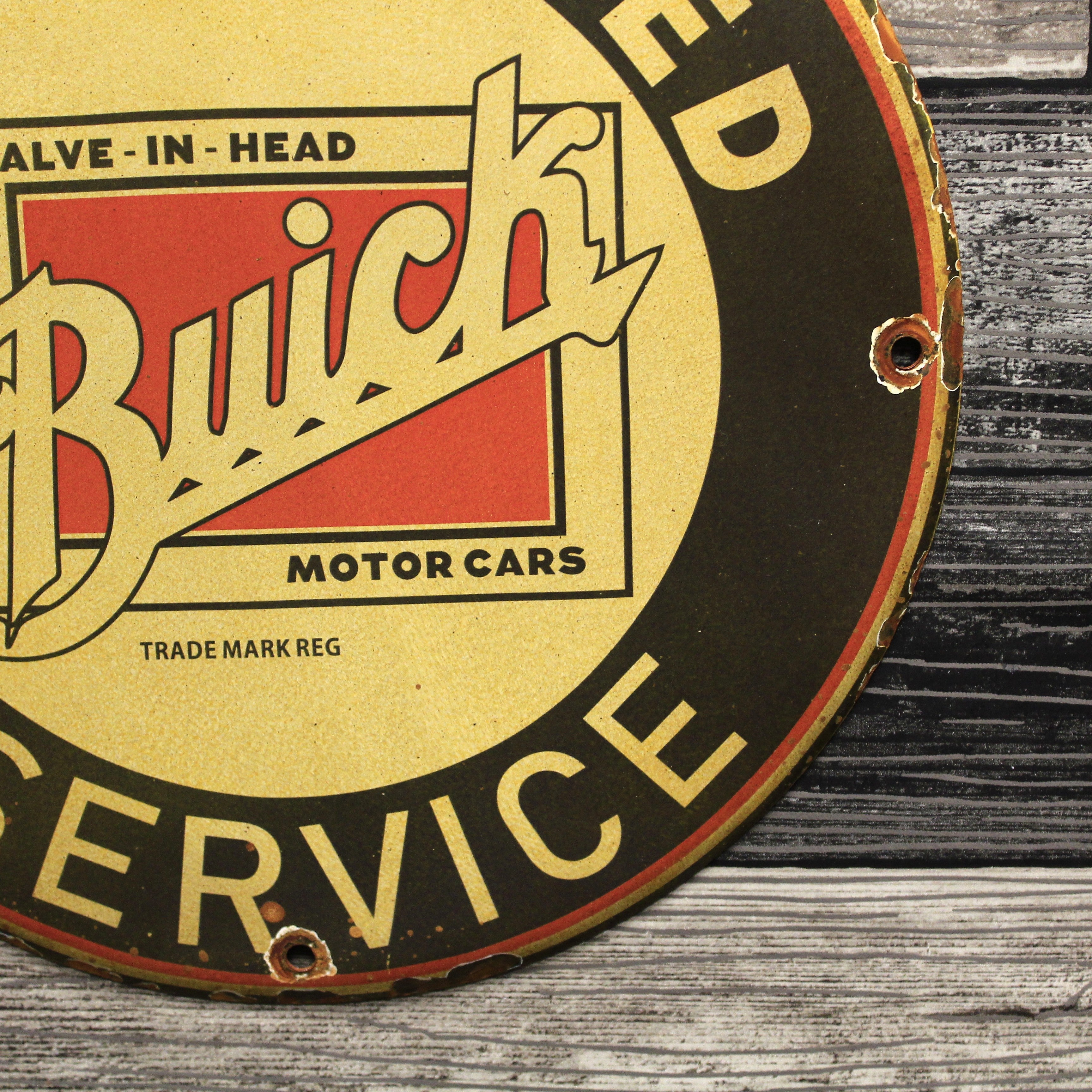 Buick Authorized Service Porcelain Enamel Sign (12in)