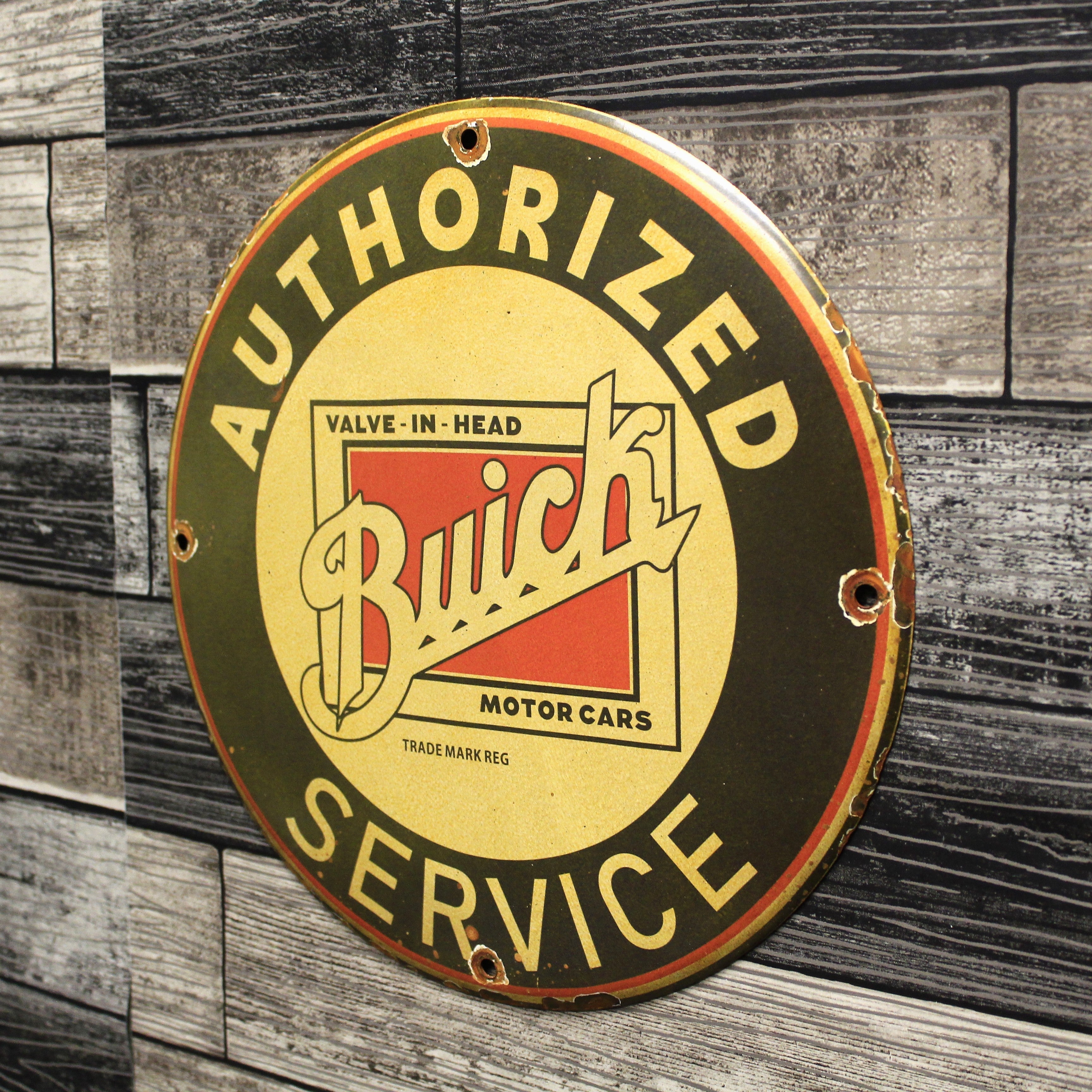 Buick Authorized Service Porcelain Enamel Sign (12in)
