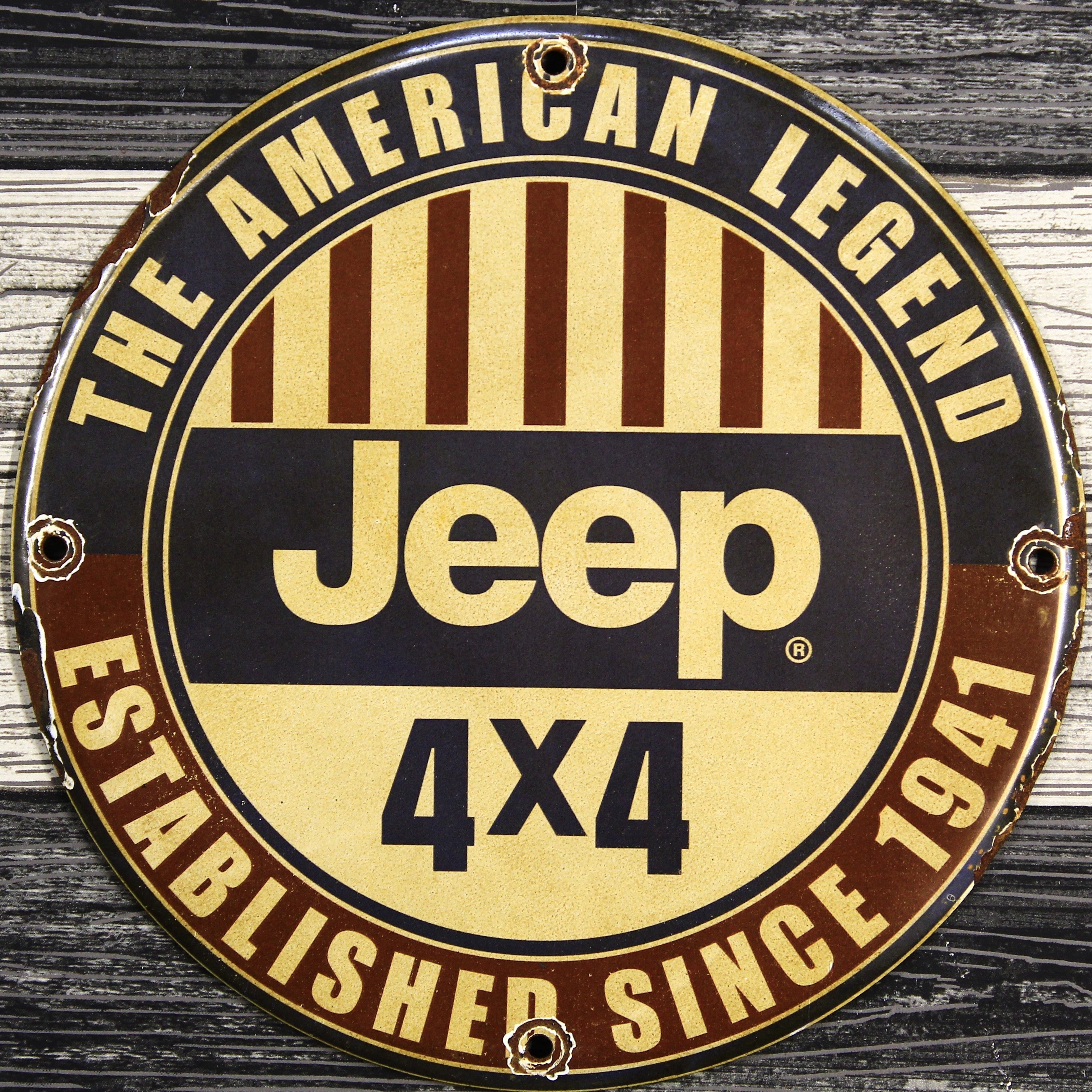 Jeep 4x4 American Legend Since 1941 Porcelain Enamel Sign (12in)
