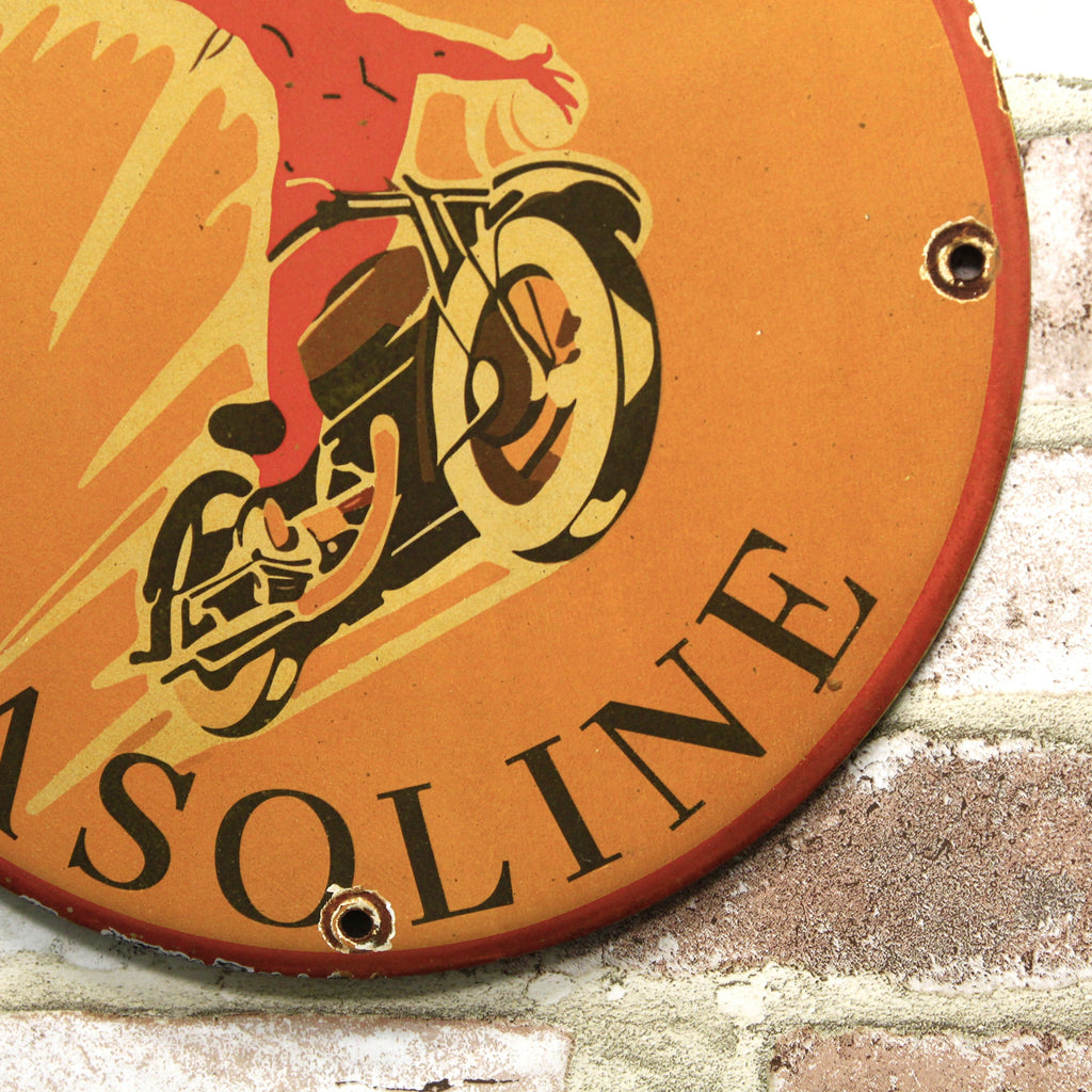 Indian Gasoline 1936 Spirit Porcelain Enamel Sign (12in)