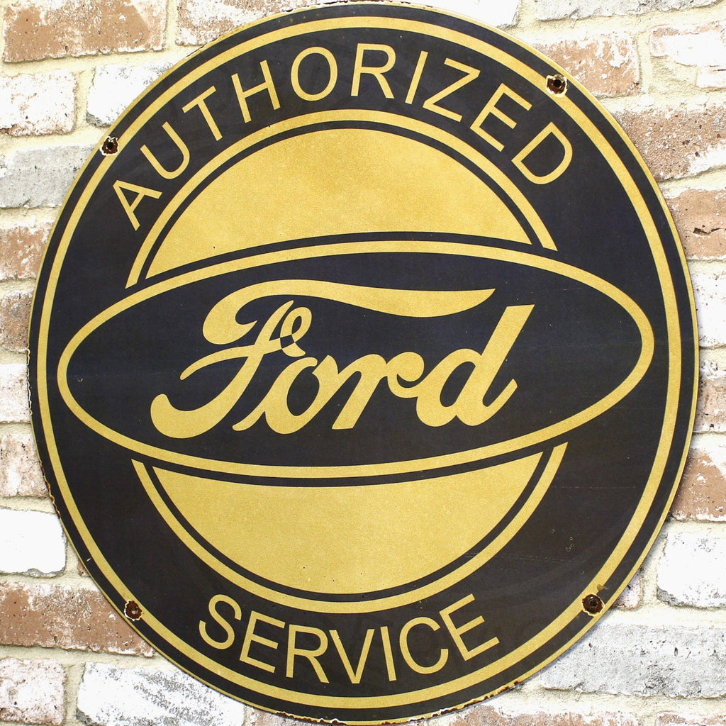 2Ft Ford Authorized Service Design Porcelain Enamel Sign (24-Inch)