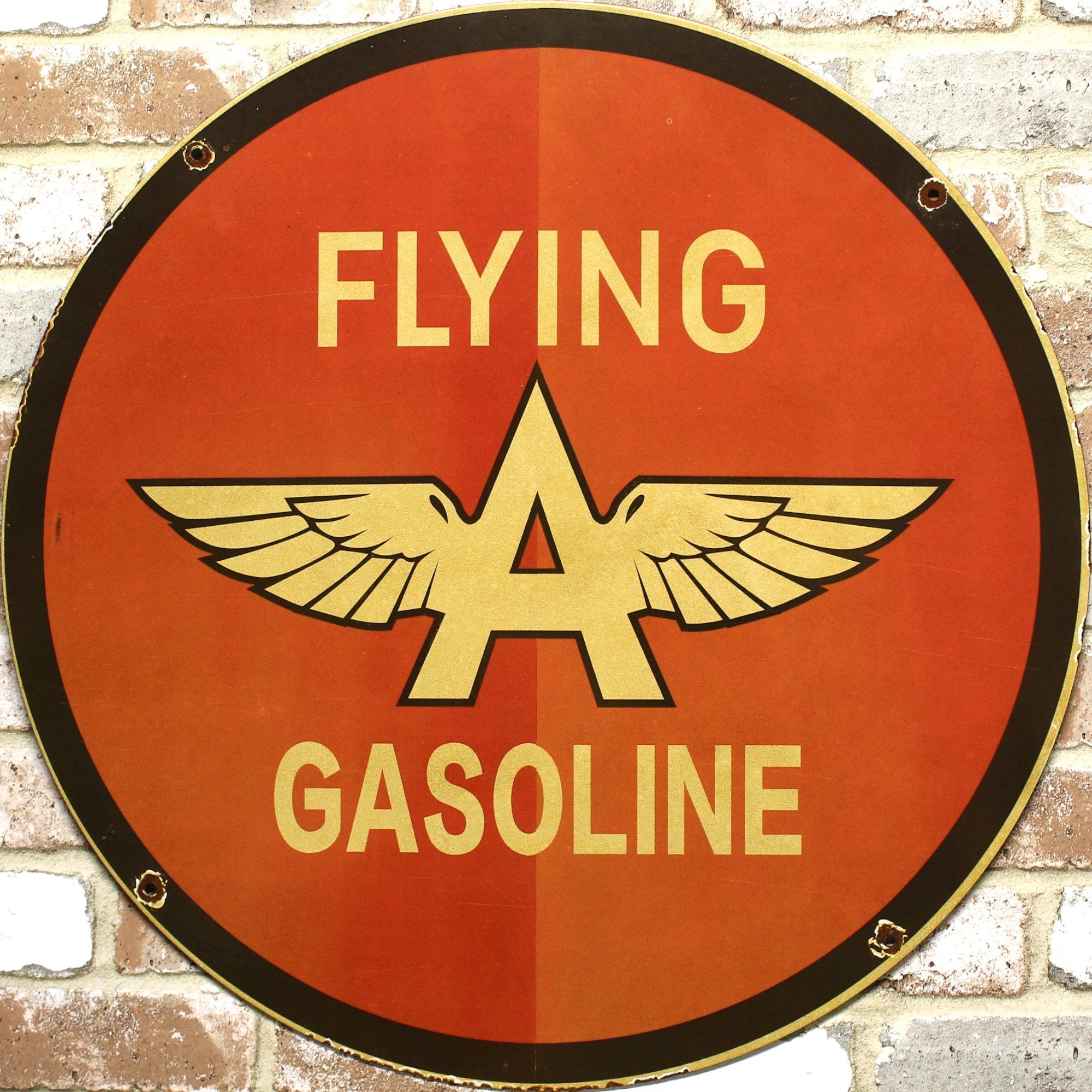 2Ft Flying A Gasoline Vintage Porcelain Enamel Sign (24-Inch)