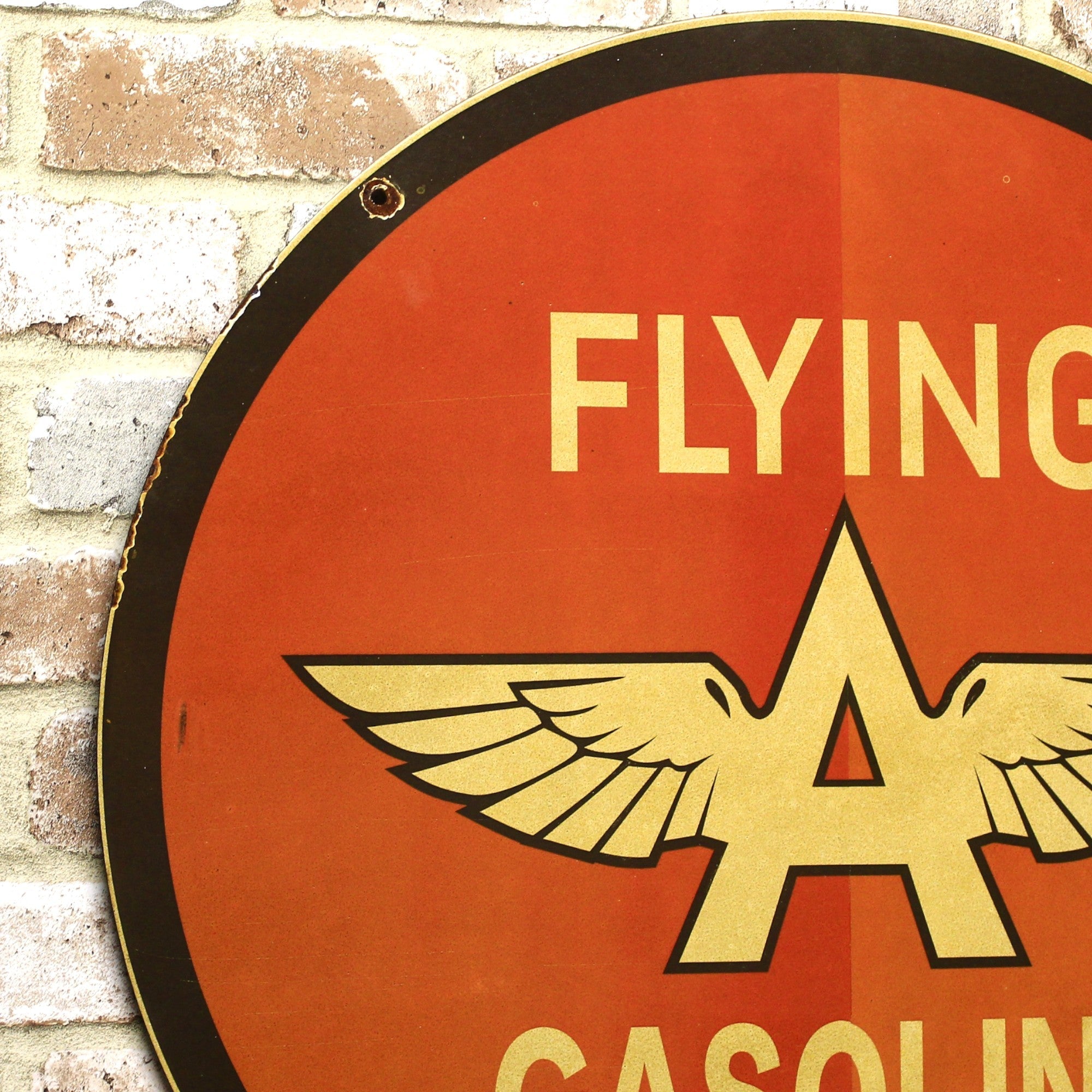 2Ft Flying A Gasoline Vintage Porcelain Enamel Sign (24-Inch)