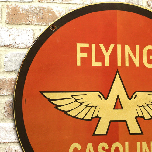 2Ft Flying A Gasoline Vintage Porcelain Enamel Sign (24-Inch)