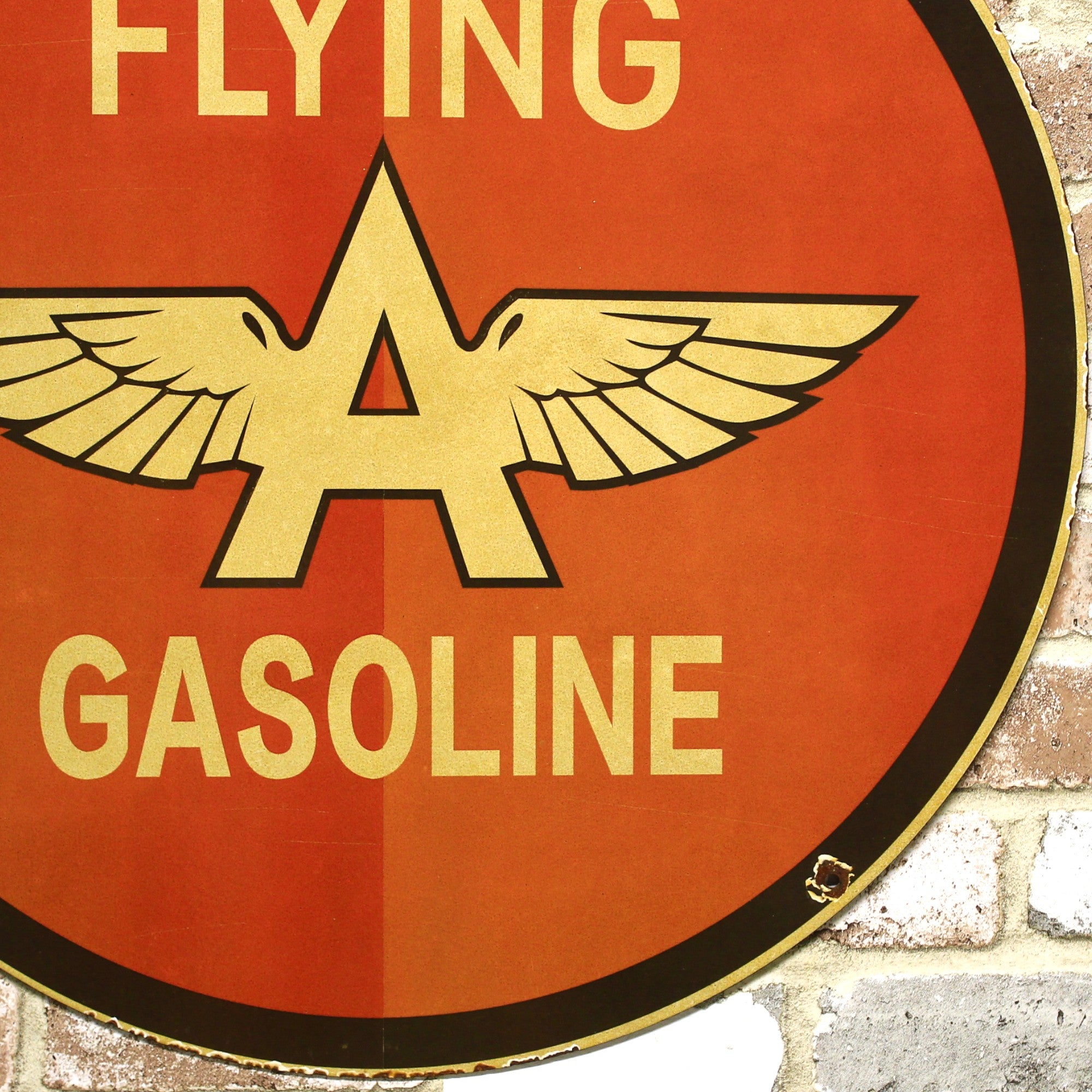 2Ft Flying A Gasoline Vintage Porcelain Enamel Sign (24-Inch)