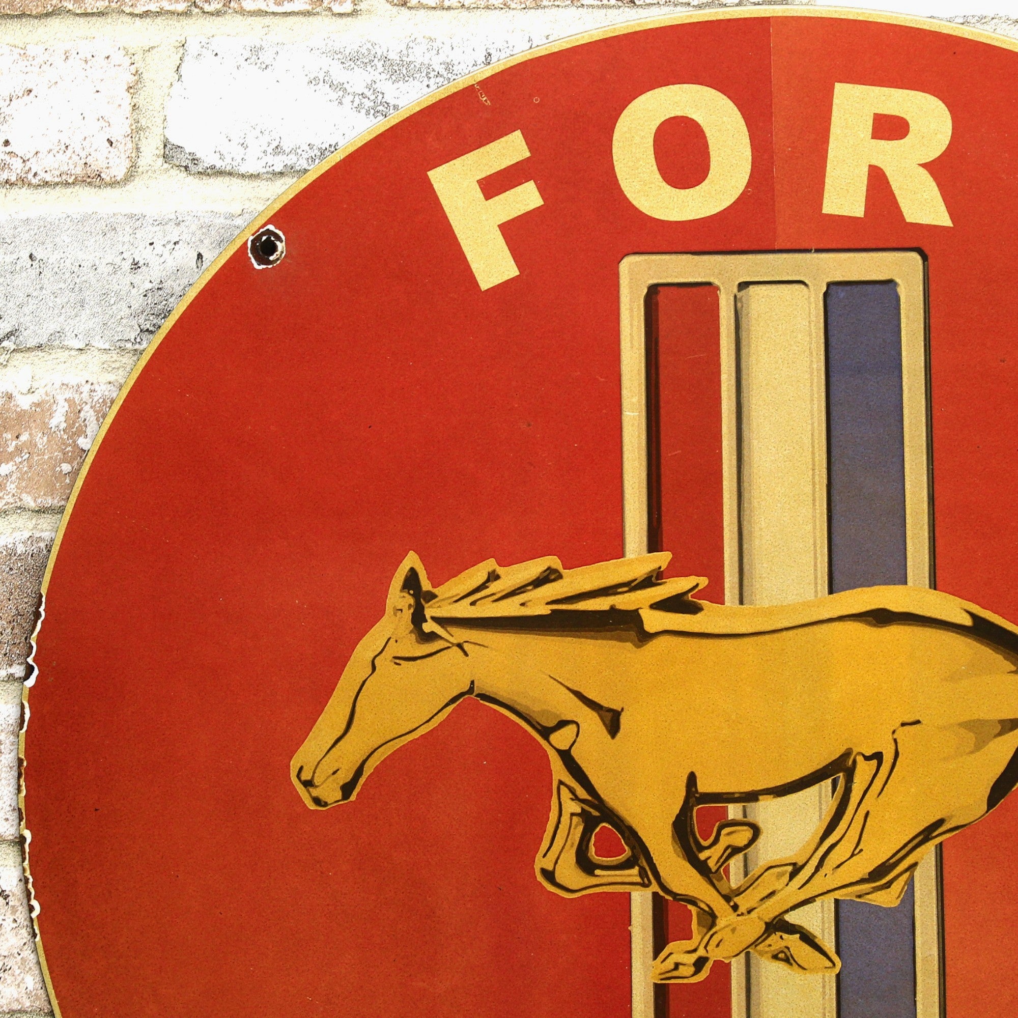 2Ft Ford Mustang Emblem Porcelain Enamel Sign (24-Inch)