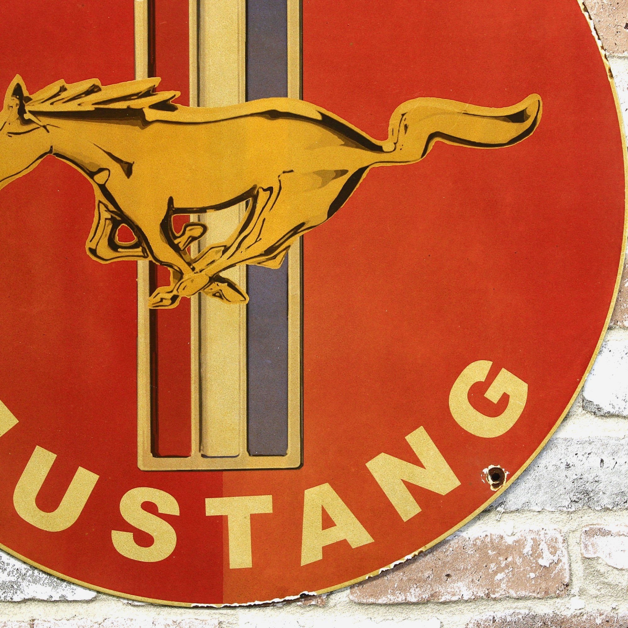 2Ft Ford Mustang Emblem Porcelain Enamel Sign (24-Inch)