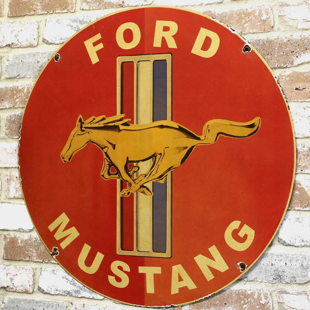 2Ft Ford Mustang Emblem Porcelain Enamel Sign (24-Inch)