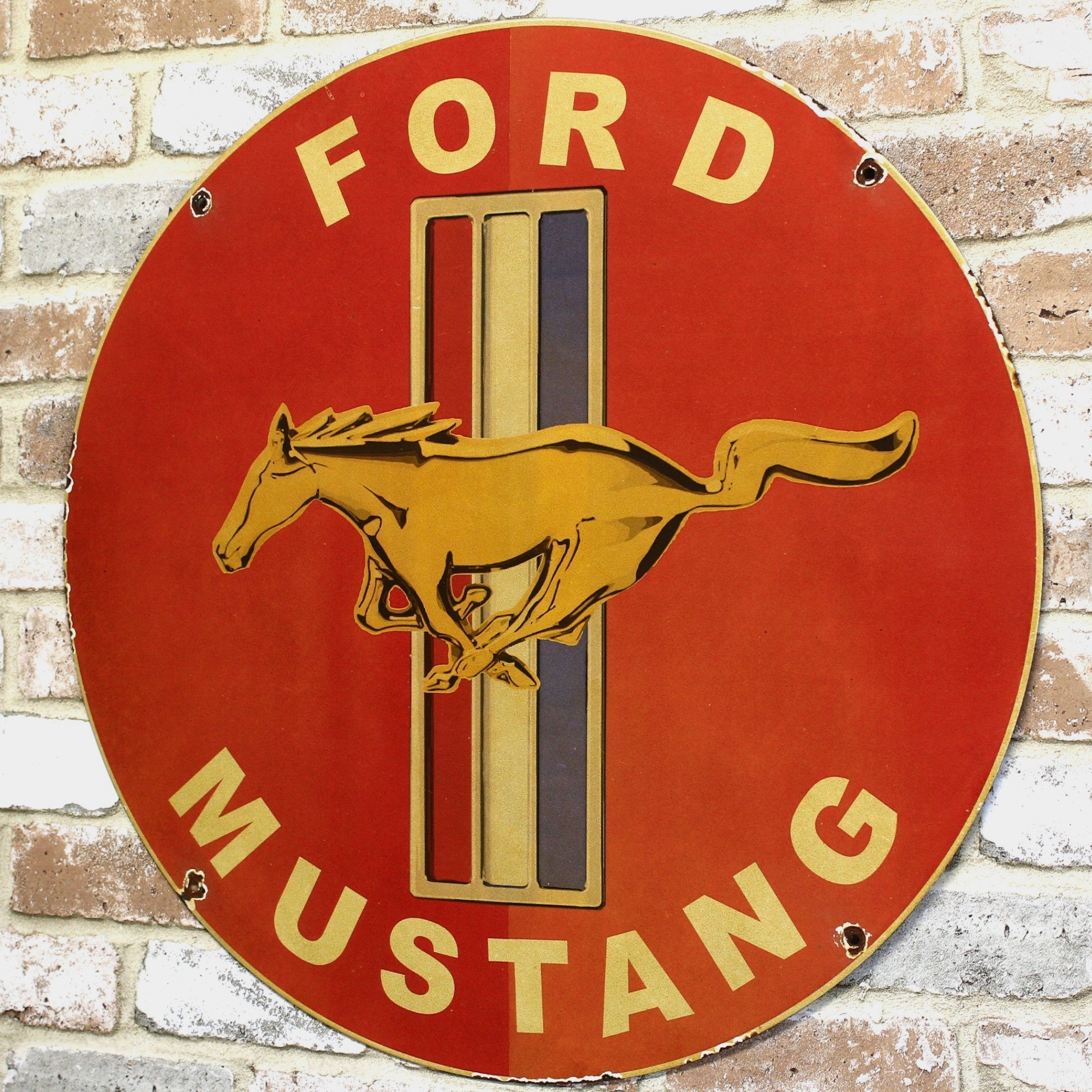 2Ft Ford Mustang Emblem Porcelain Enamel Sign (24-Inch)
