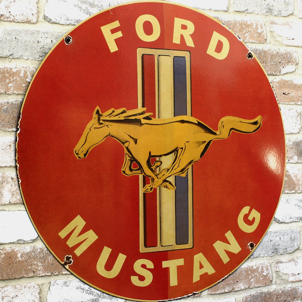 2Ft Ford Mustang Emblem Porcelain Enamel Sign (24-Inch)