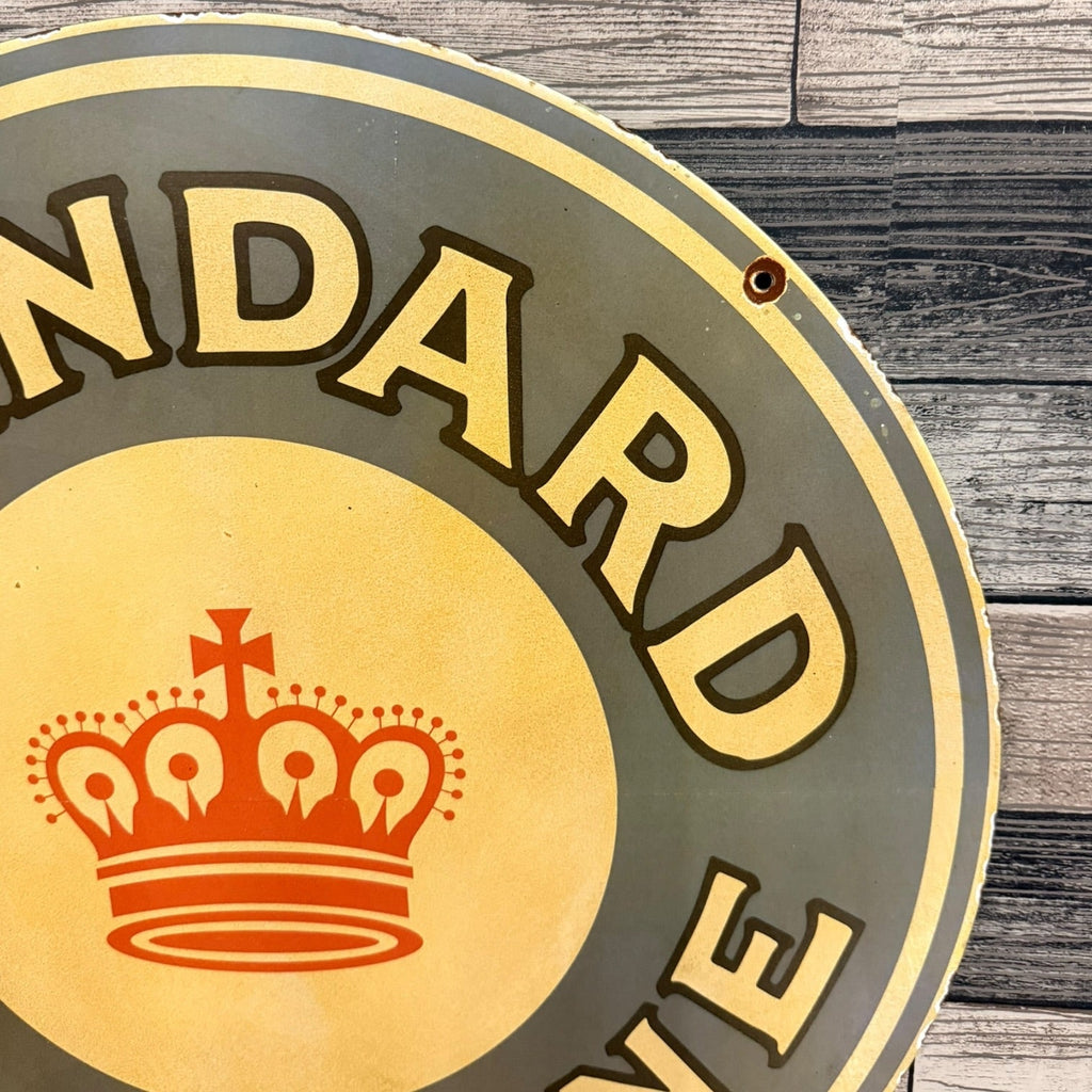 Standard 2ft Red Crown Gasoline Porcelain Enamel Gas Station Sign